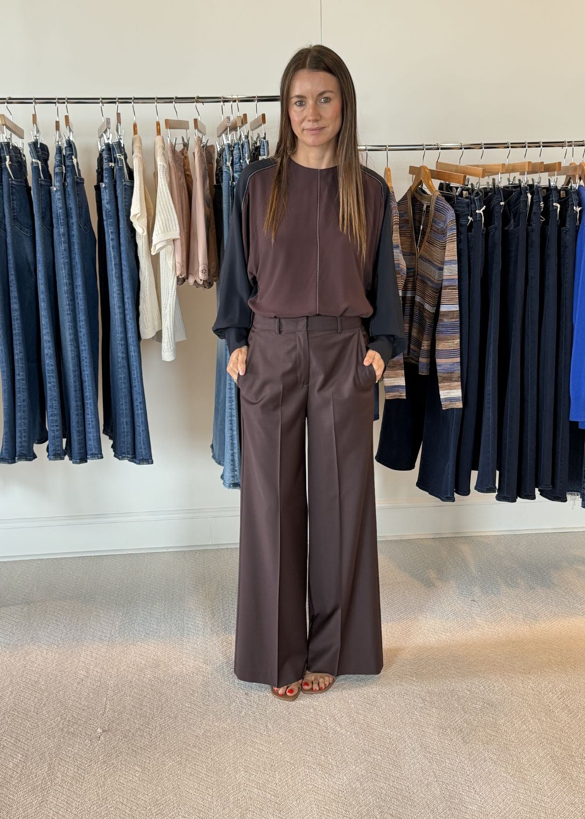 BEATRICE B. Flat Front Pant - Merlot