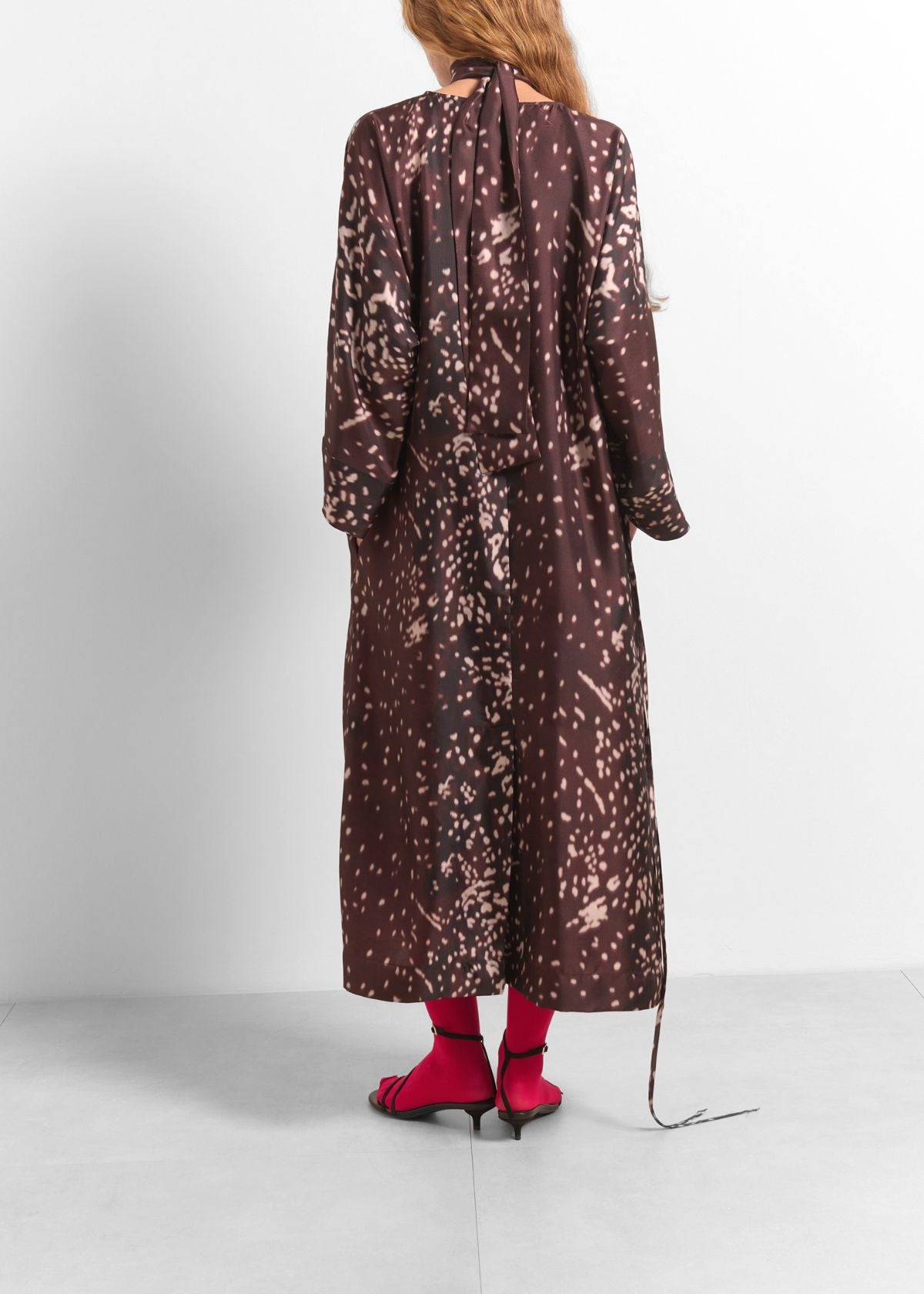 BEATRICE B. Kimono Sleeve Silk Dress - Merlot Multi