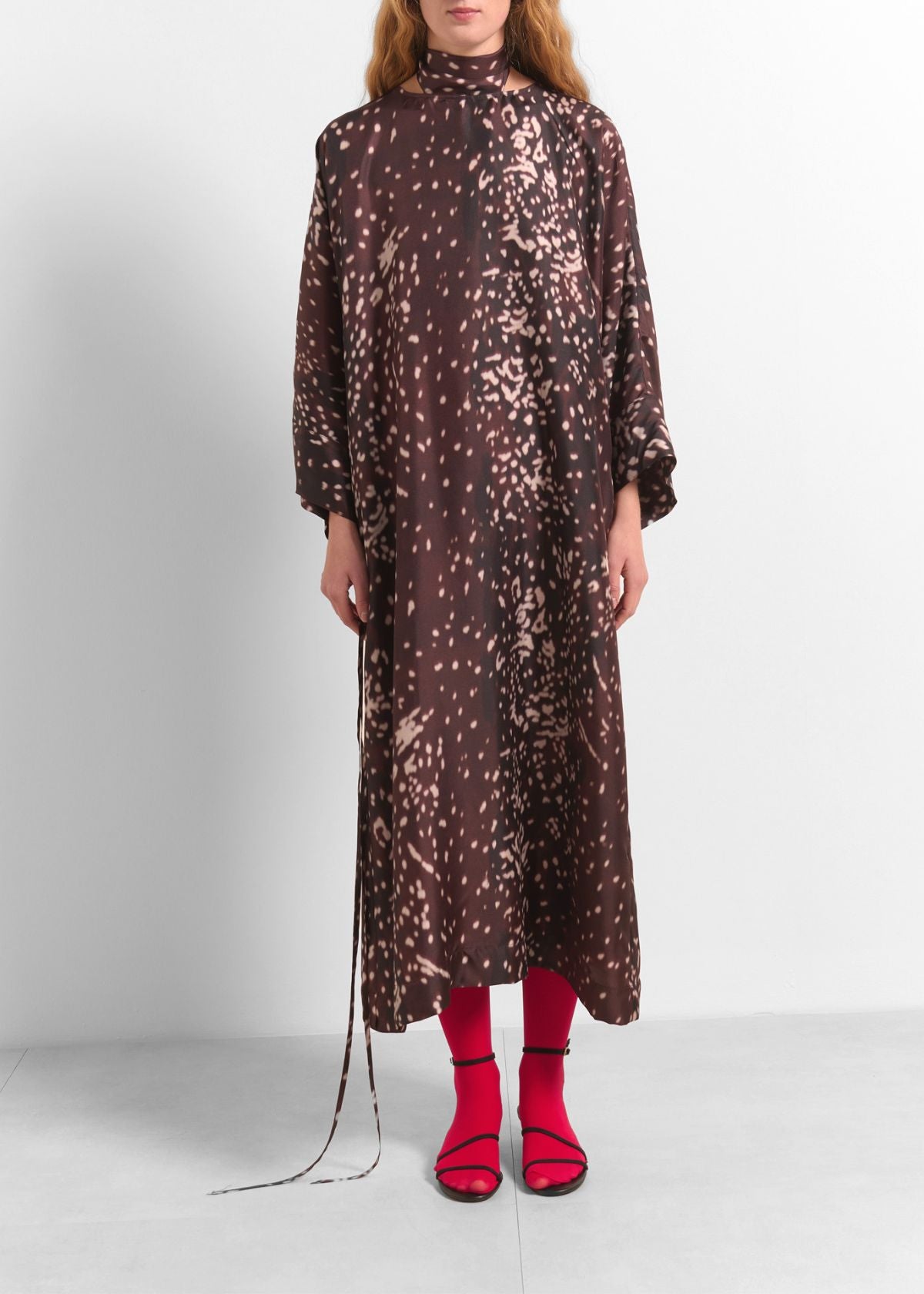 BEATRICE B. Kimono Sleeve Silk Dress - Merlot Multi