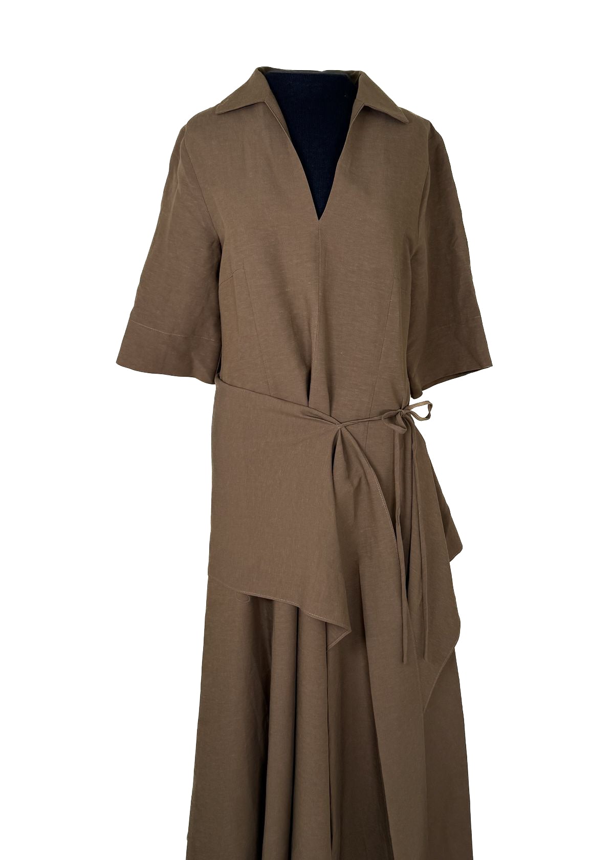 BEATRICE B. Midi Dress with Asymmetrical Draping - Licorice