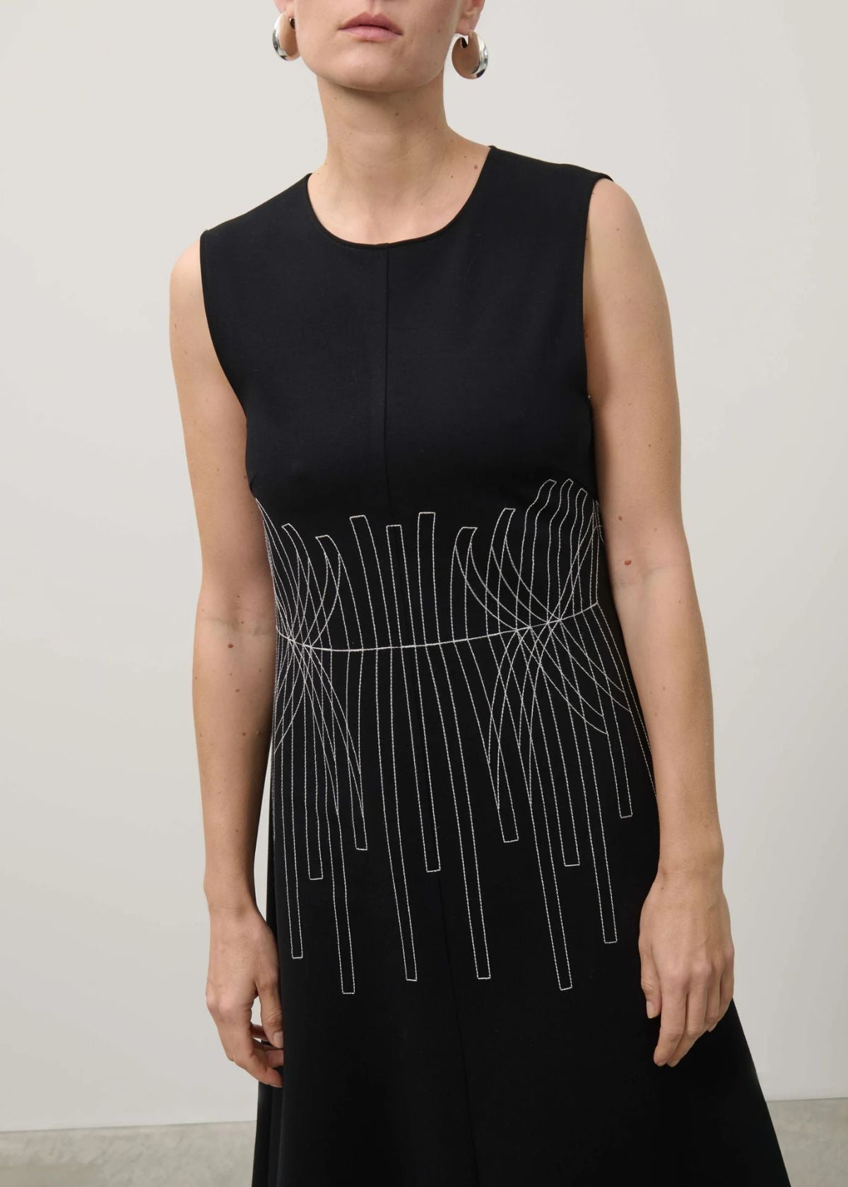 BEATRICE B. Embroidered Sleeveless Dress - Black