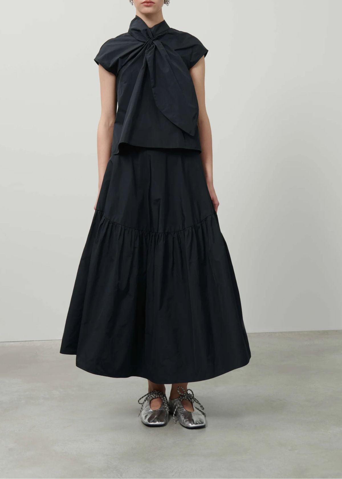 BEATRICE B. Taffeta Scarf Top - Black