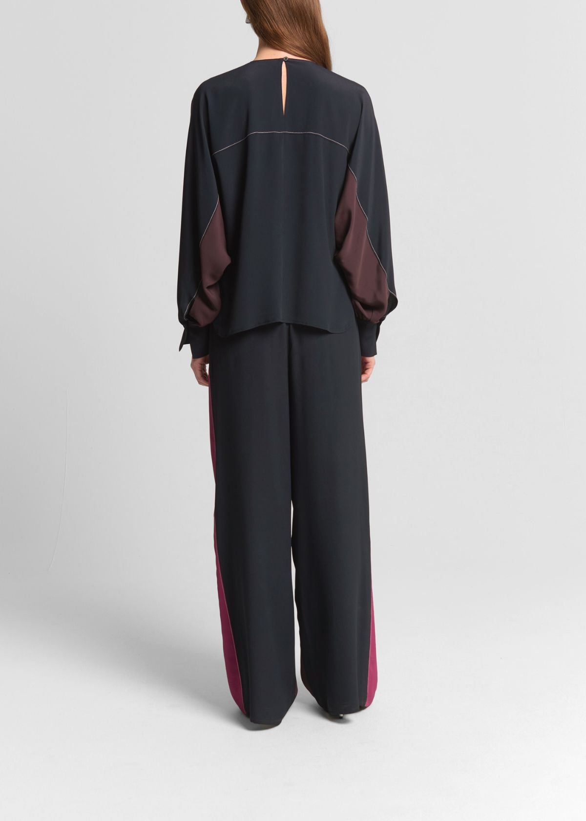 BEATRICE B. Color Block Top - Merlot and Navy