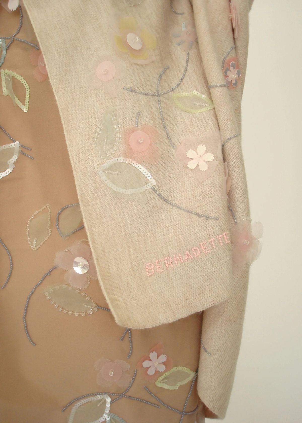 BERNADETTE Shirene Embroidered Shawl - Beige/Pale Pink