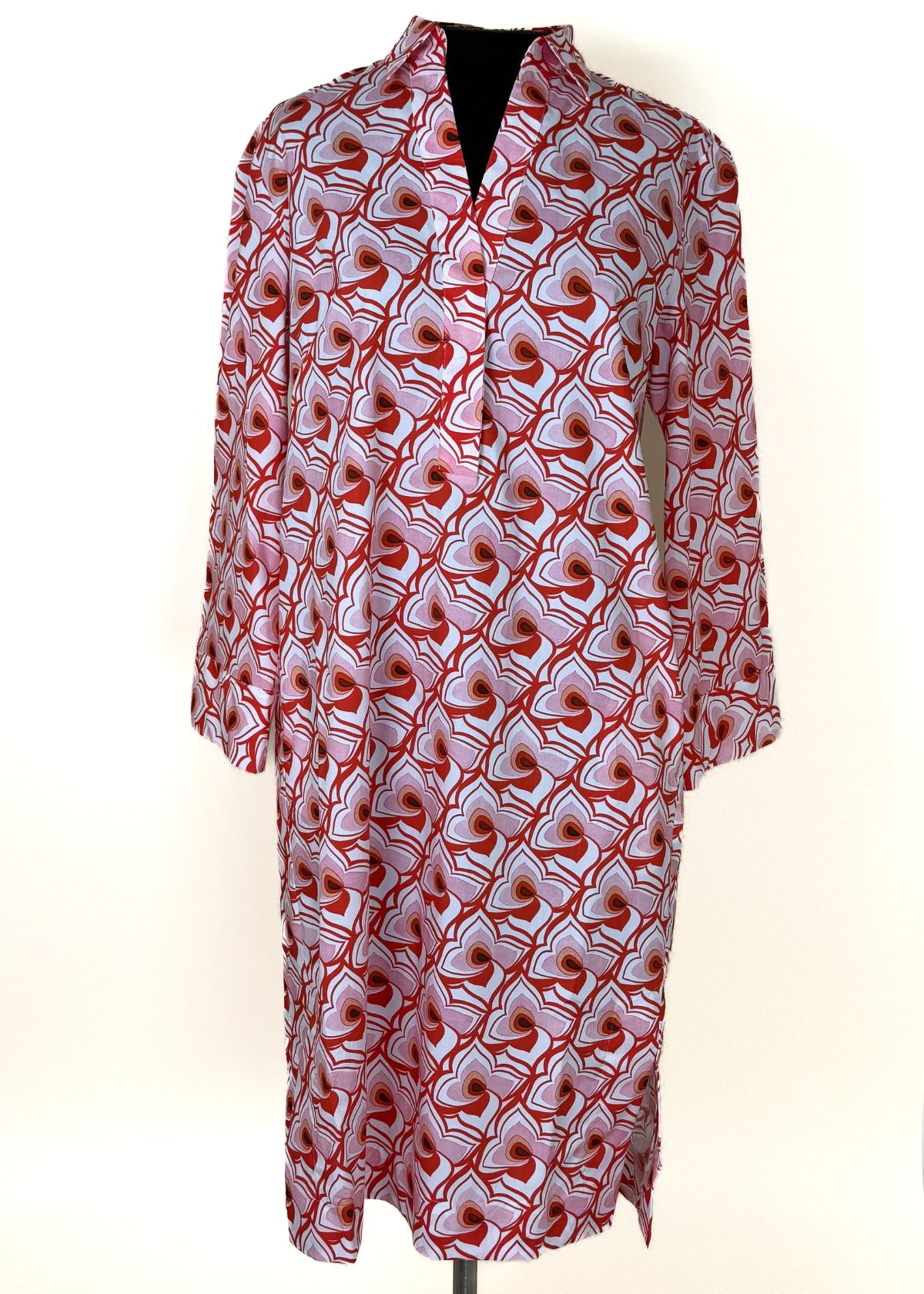 CALIBAN Cotton Print Midi Dress - Red Floral