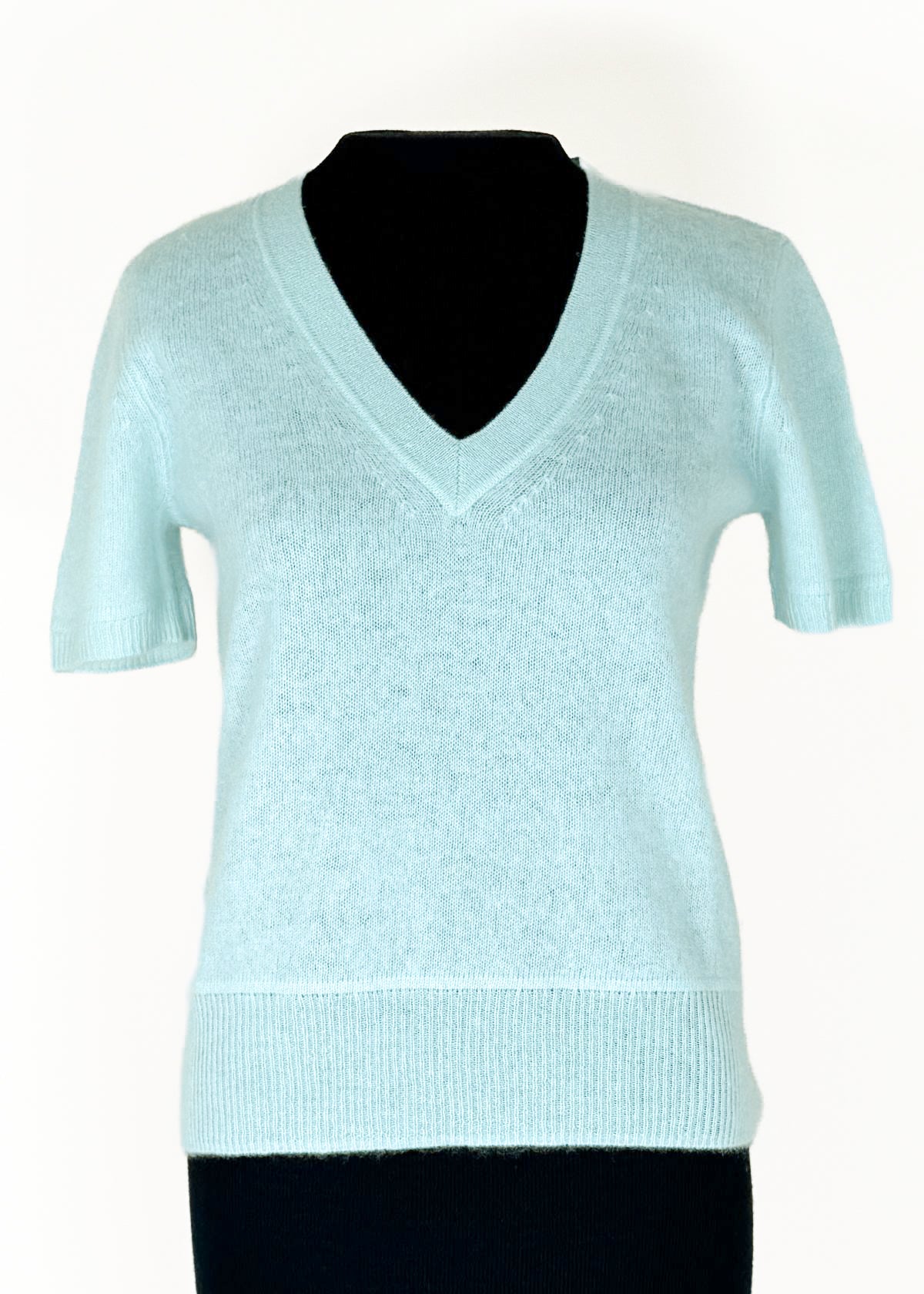 Naadam Cashmere Short Sleeve Cropped V-Neck - Mint