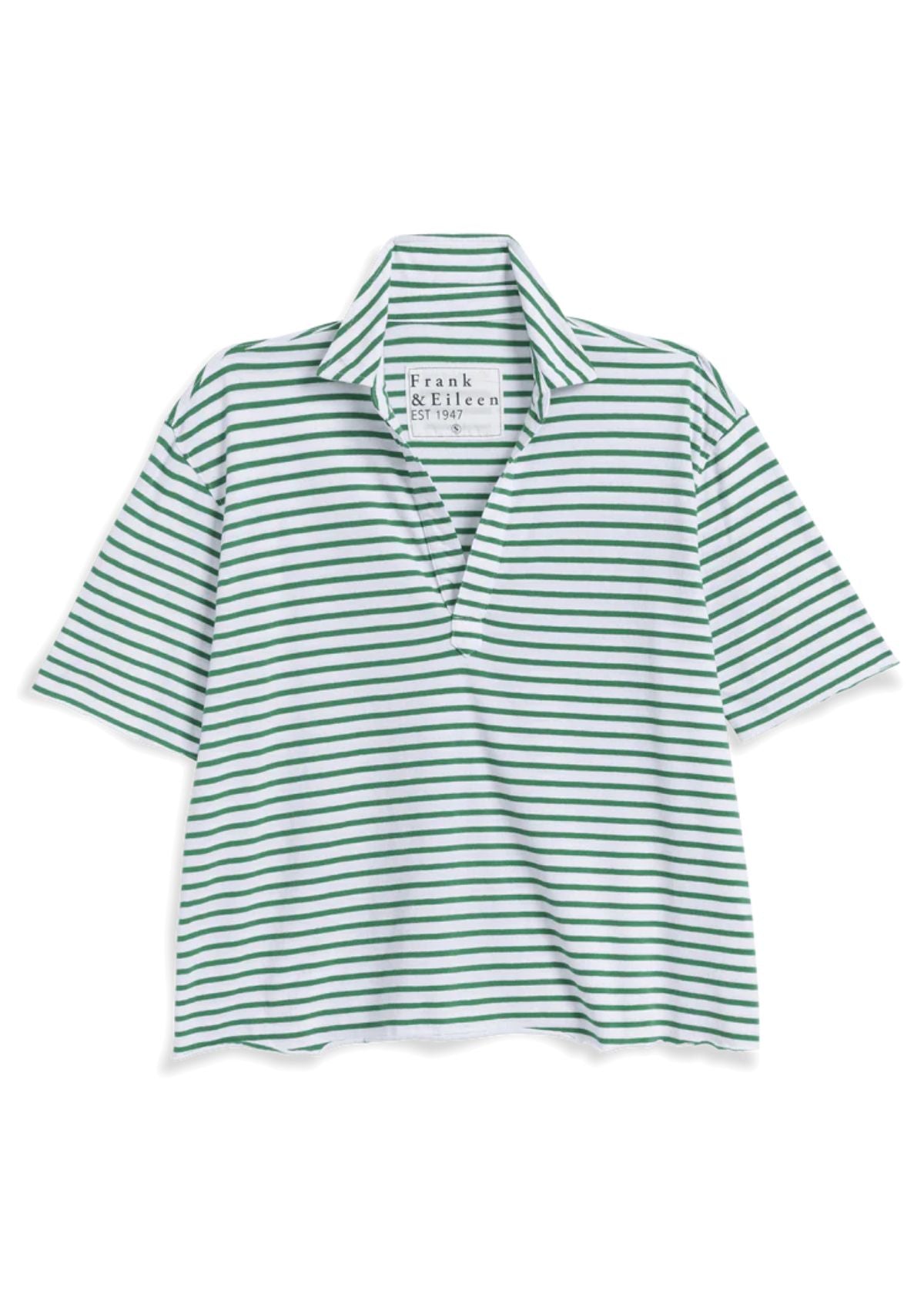 FRANK & EILEEN Patty Popover Henley - Green Stripe