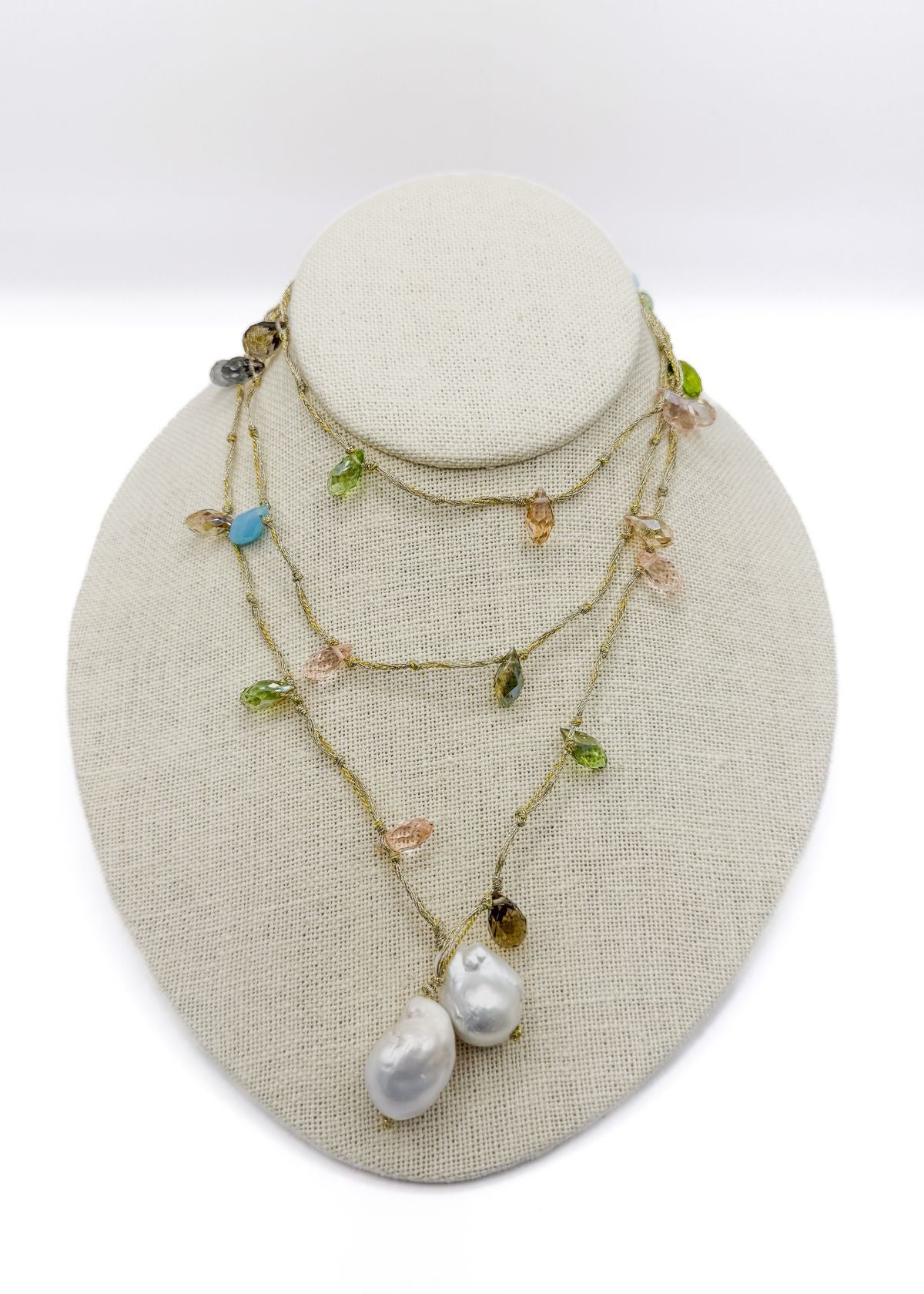MELA Multicolor Stones & Baroque Pearl Corded Lariat