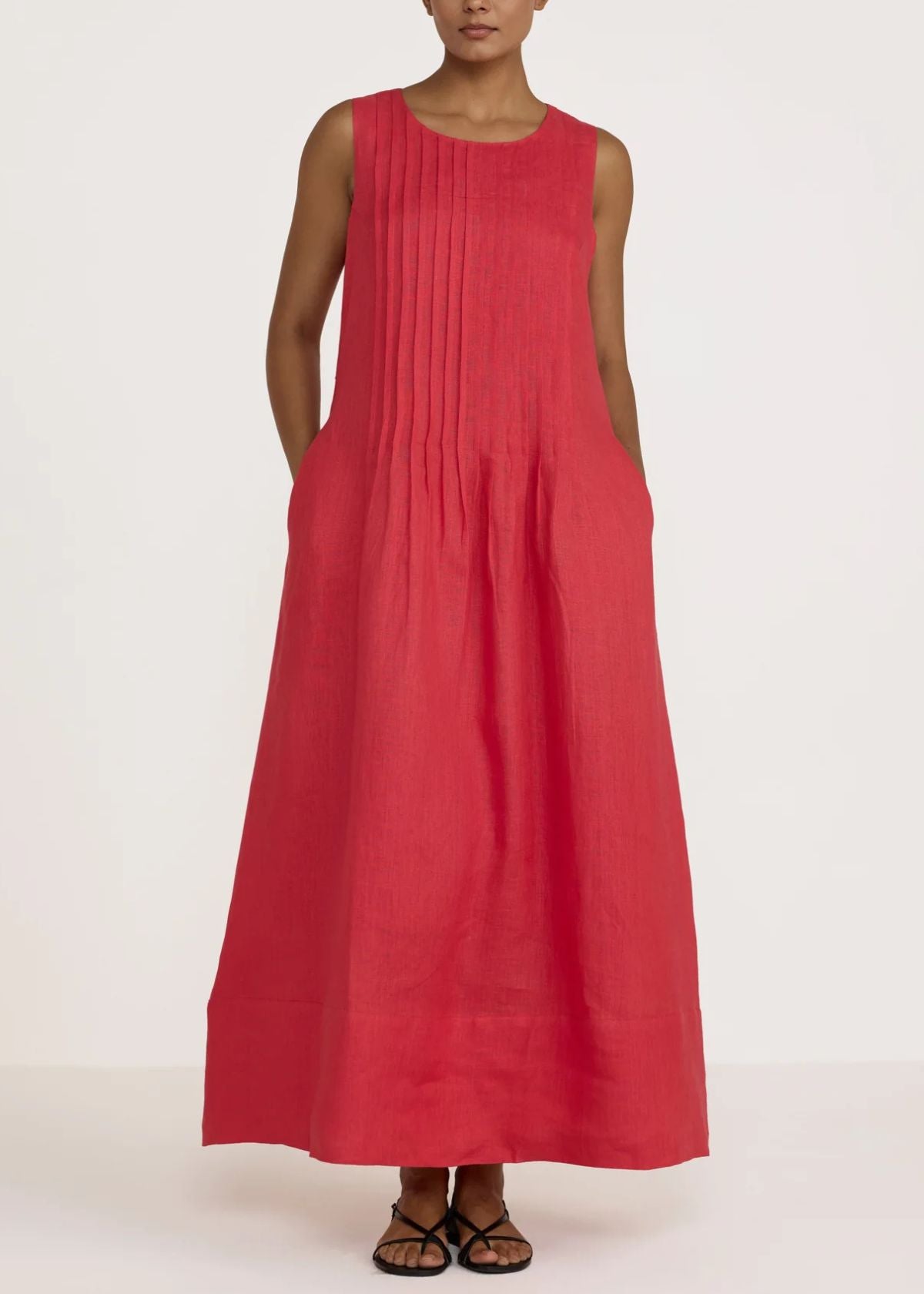 laude the label tiered maxi dress Laude the Label Pleated Maxi Dress