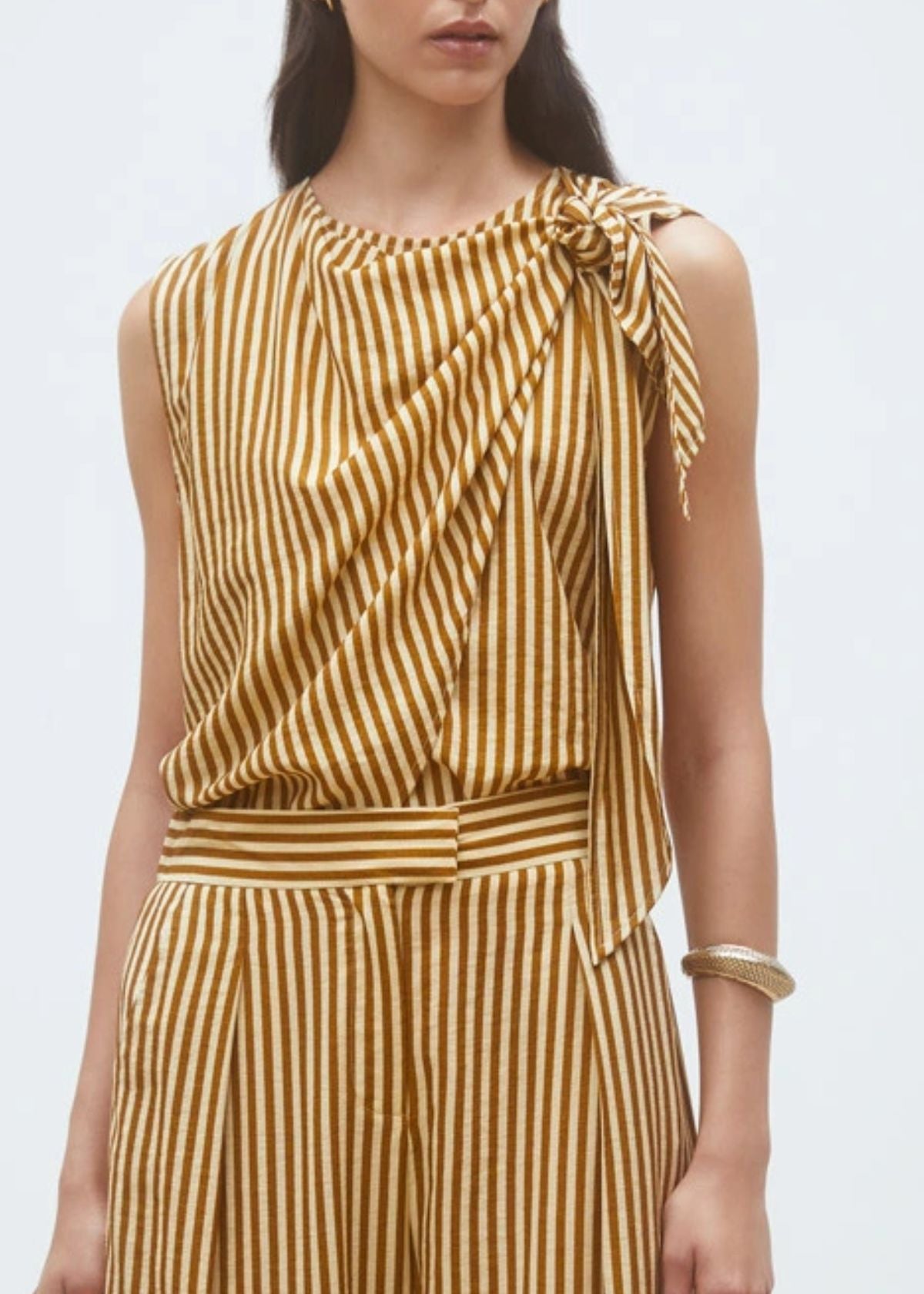 SUNCOO Listo Sleeveless striped blouse - Camel