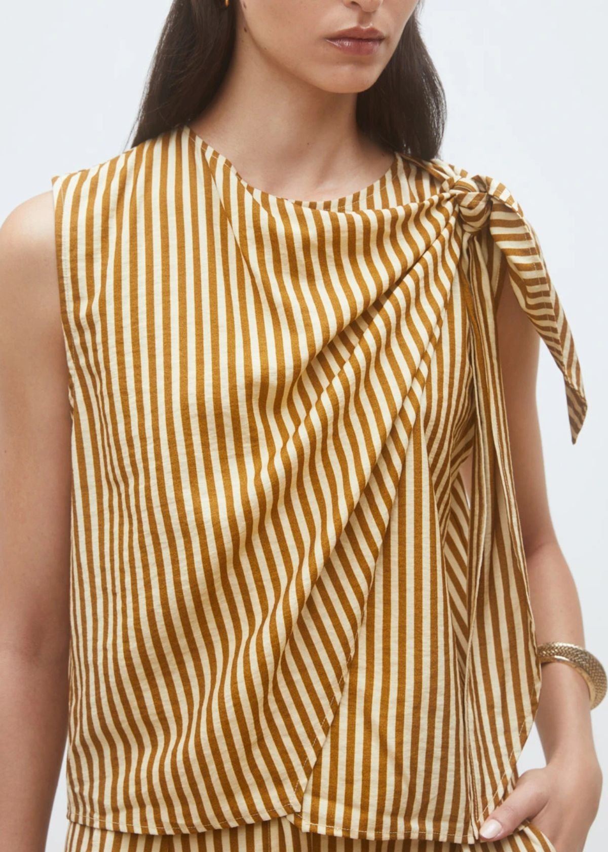 SUNCOO Listo Sleeveless striped blouse - Camel