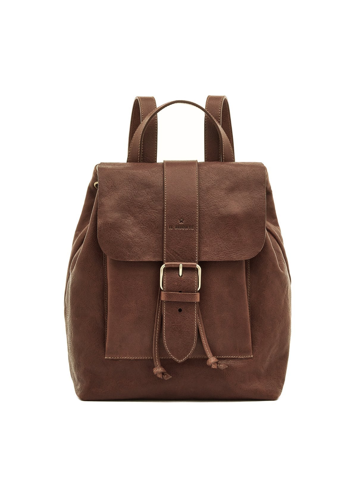 IL BISONTE Leather Backpack - Coffee