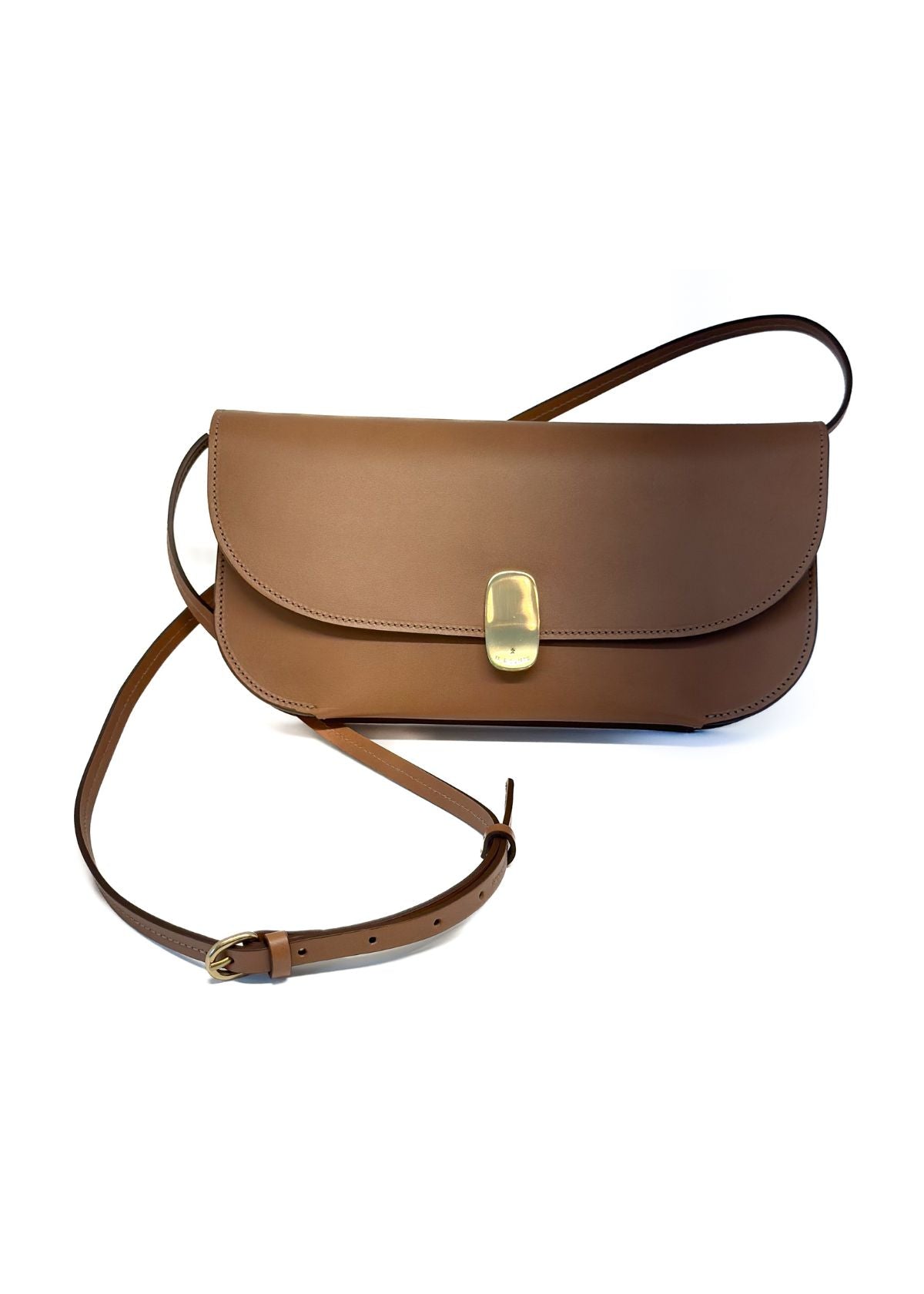 IL BISONTE Leather Clutch Crossbody Bag - Chocolate