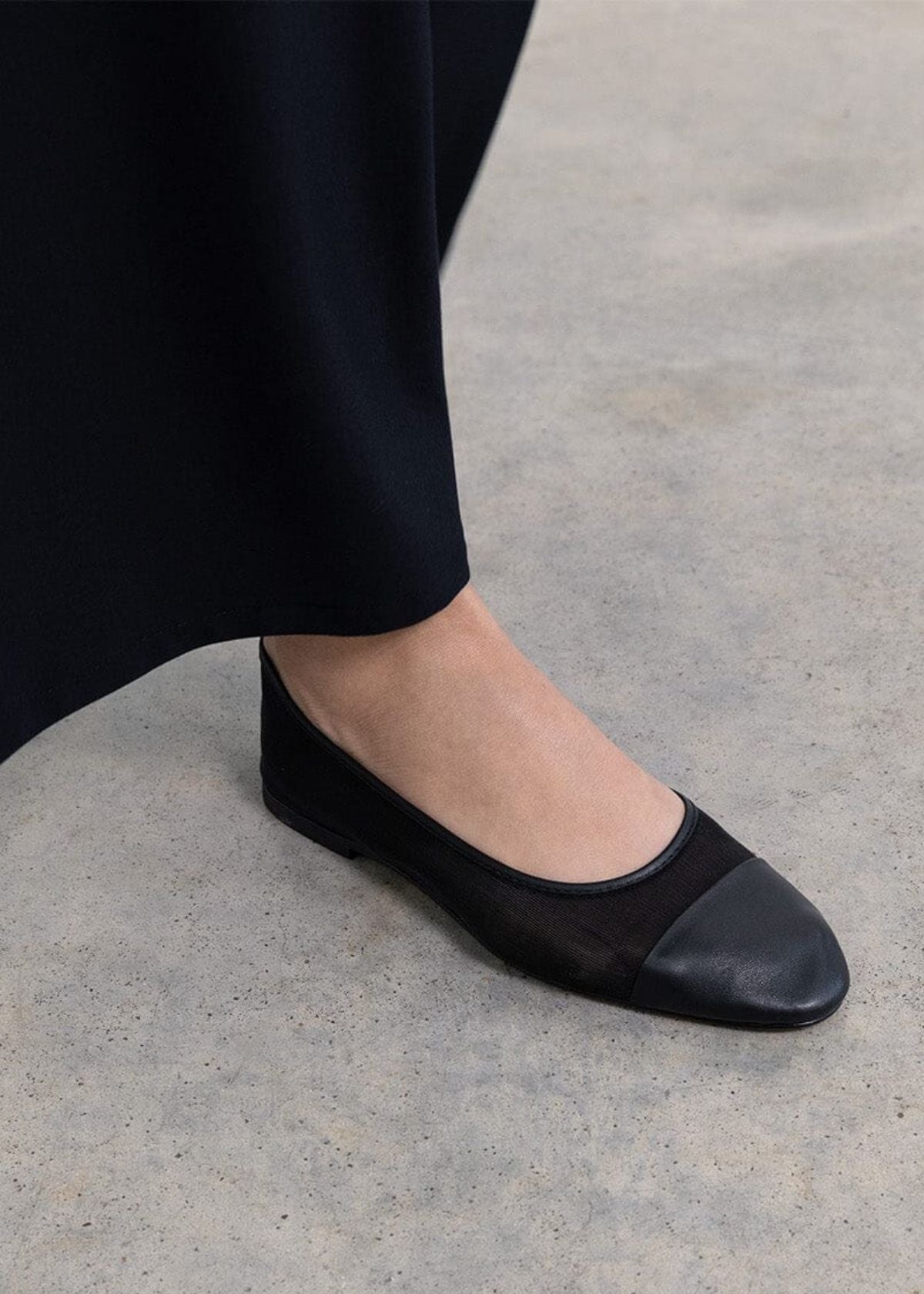 Dear Frances Gala Shoe with Toe Cap - Black Mesh