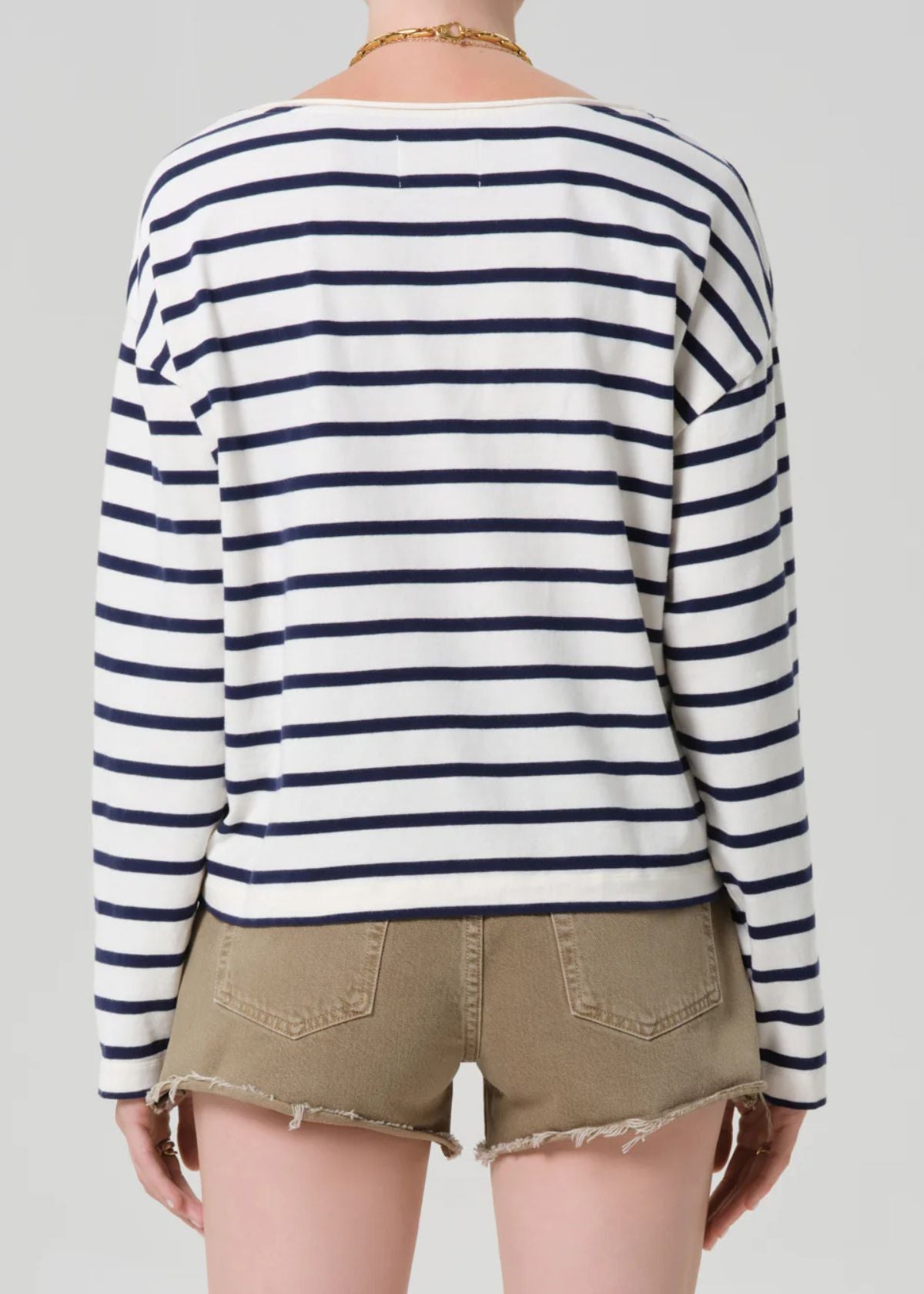 Citizens of Humanity Boat Neck Long Sleeve Tee - Marine Stripe