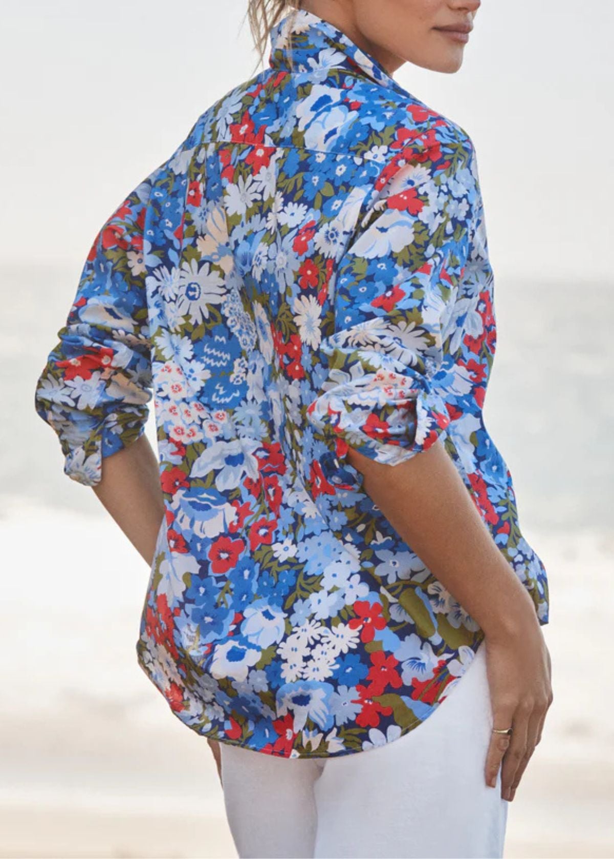 FRANK & EILEEN Eileen Relaxed Button-Up Shirt -Blue Floral