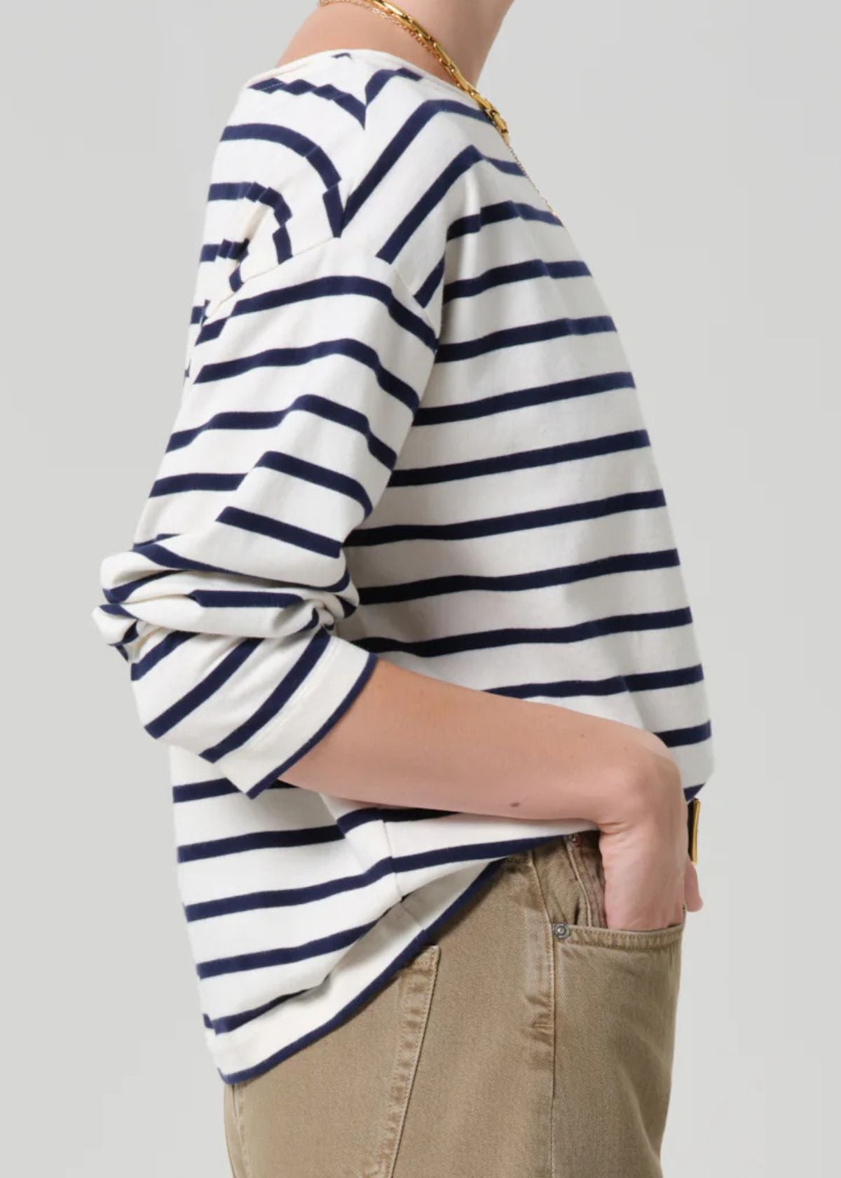 Citizens of Humanity Boat Neck Long Sleeve Tee - Marine Stripe