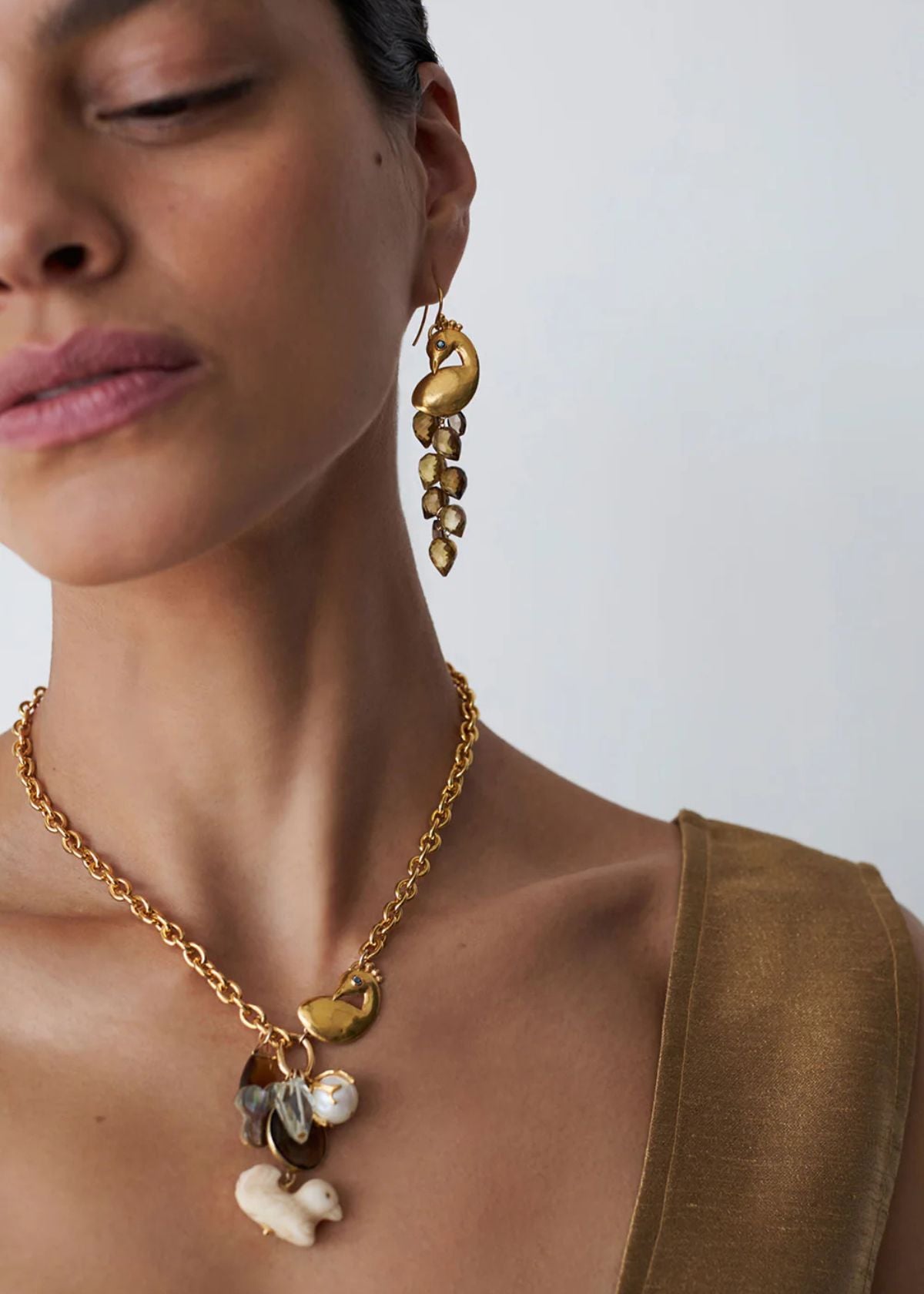 CHAN LUU Peacock Chandelier Earring - Whiskey Quartz