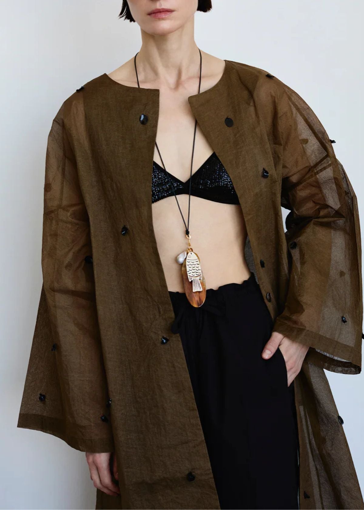 CHAN LUU Chandelier Paper Trench - Olive