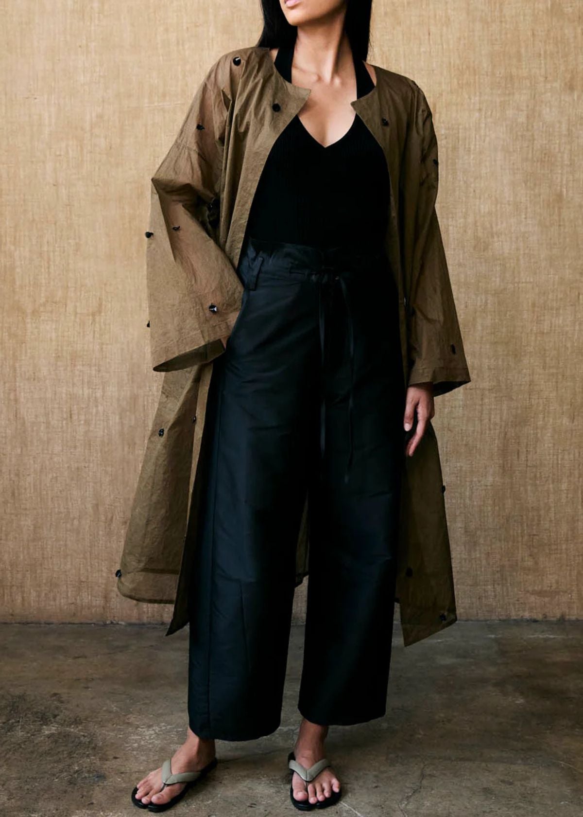 CHAN LUU Chandelier Paper Trench - Olive