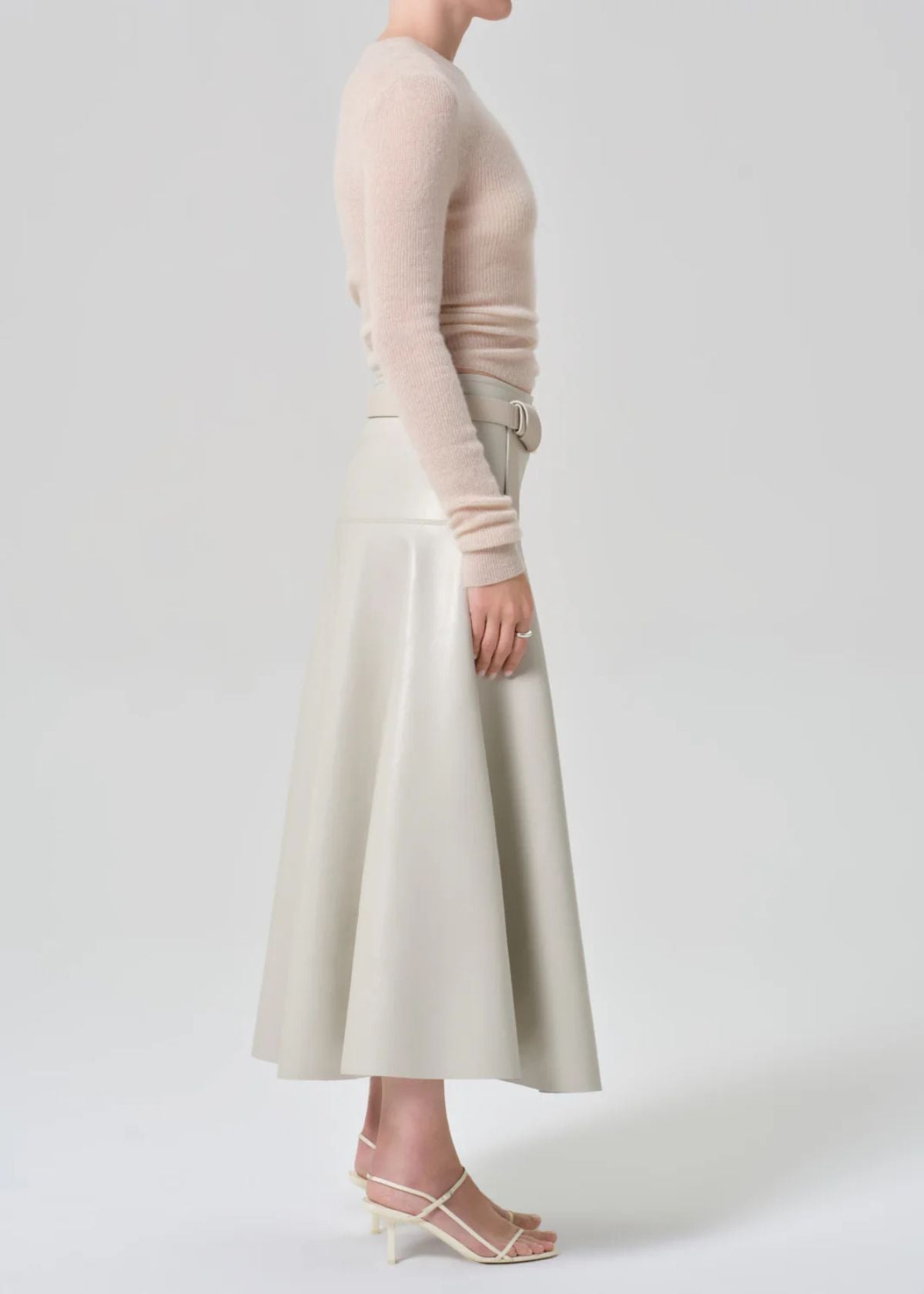 CITIZENS OF HUMANITY Vita Leather Maxi Skirt - Chalk Grey