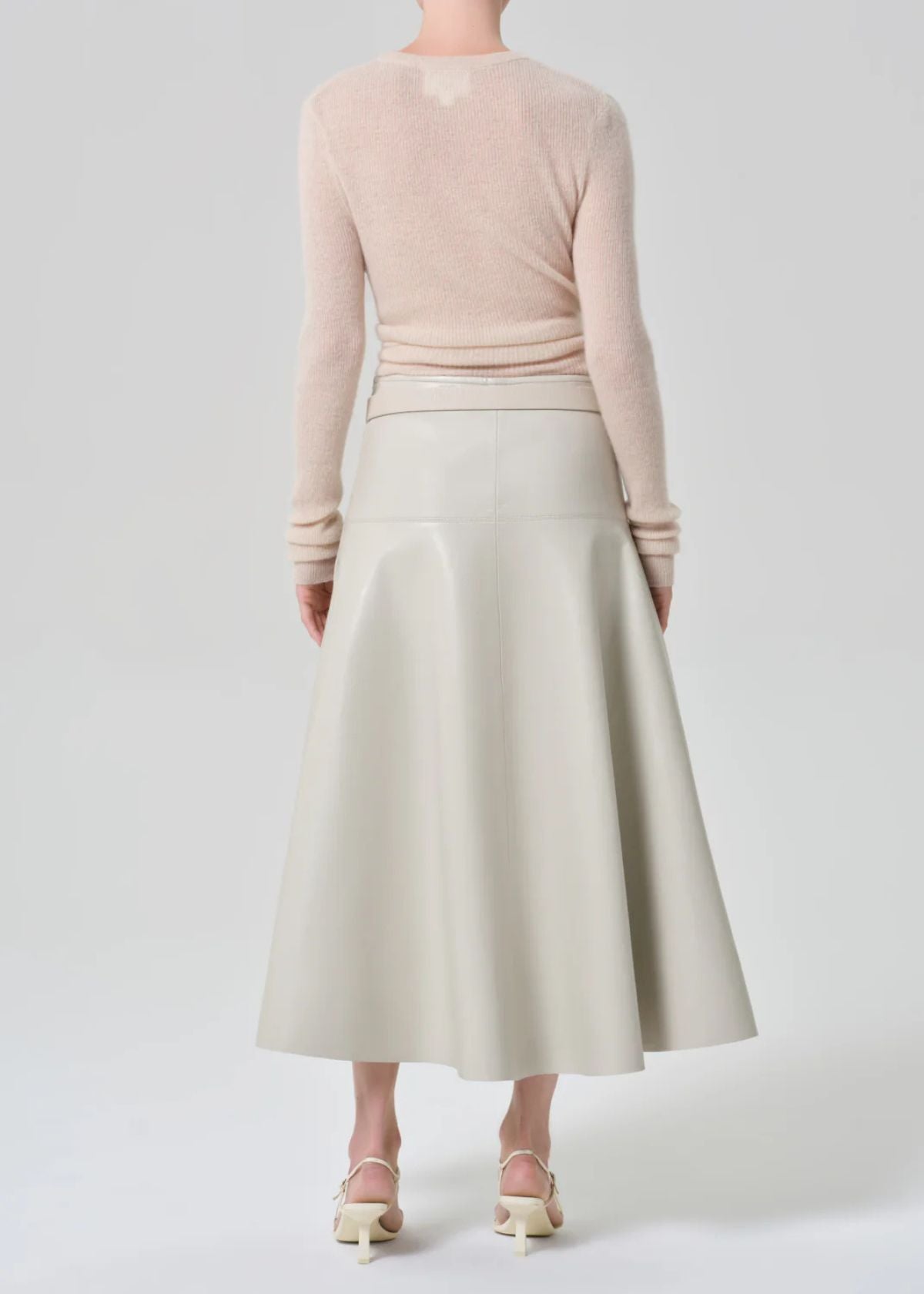 CITIZENS OF HUMANITY Vita Leather Maxi Skirt - Chalk Grey