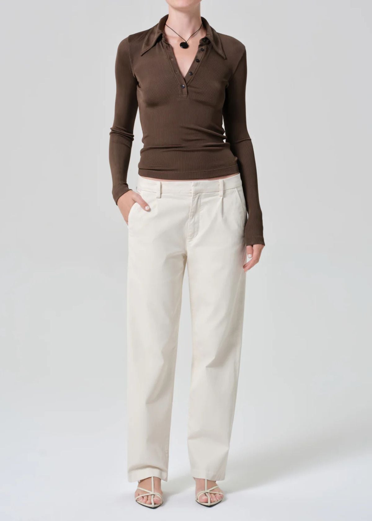 CITIZENS OF HUMANITY Shaea Polo Top - Cocoa