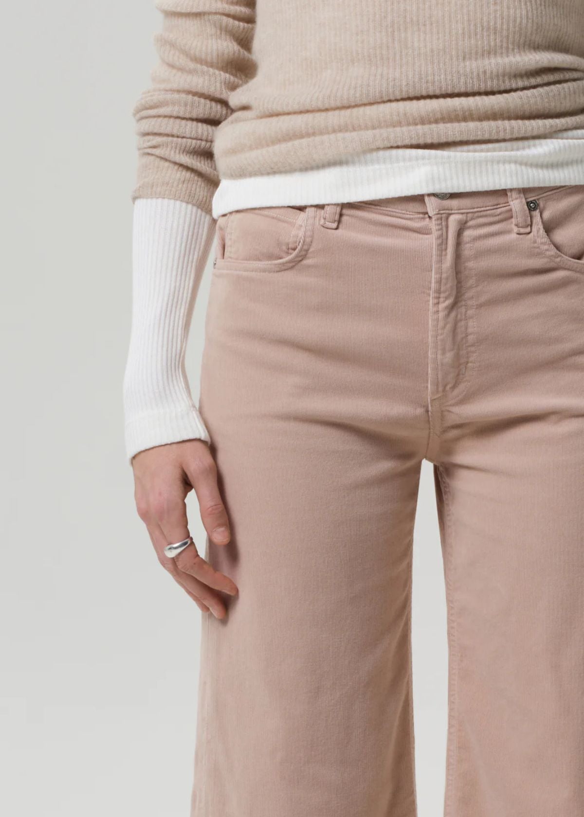 CITIZENS OF HUMANITY Lyra Wide Leg Crop Corduroy Jean - Pale Stone
