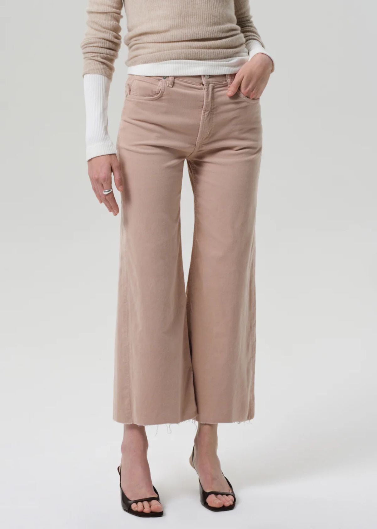 CITIZENS OF HUMANITY Lyra Wide Leg Crop Corduroy Jean - Pale Stone