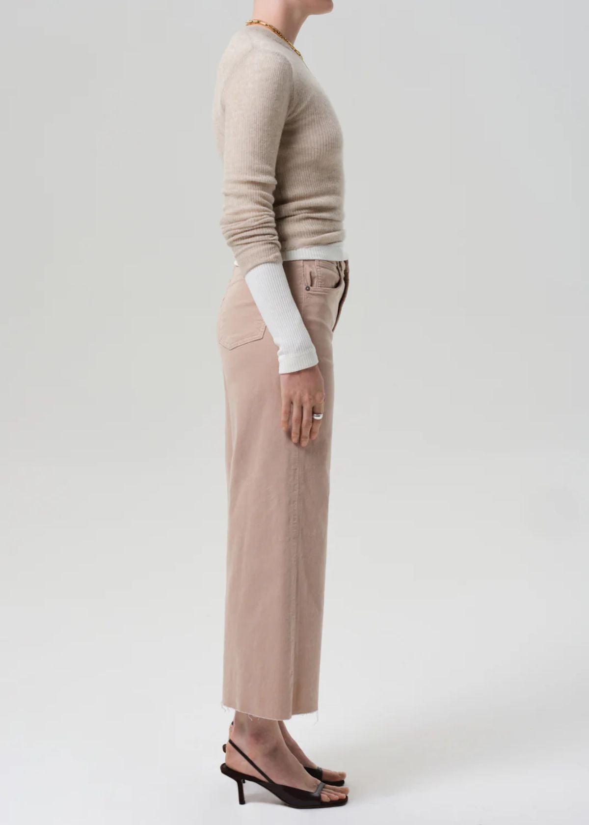 CITIZENS OF HUMANITY Lyra Wide Leg Crop Corduroy Jean - Pale Stone