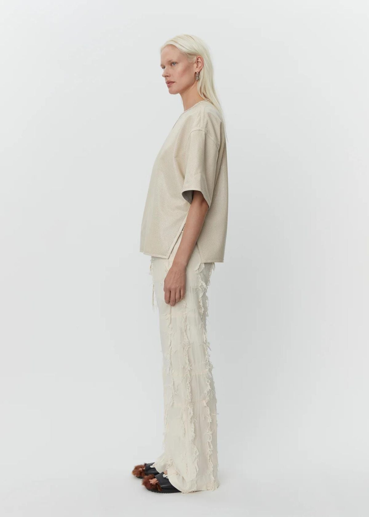 DAY Avril Perforated Leather Top - Cloud Cream