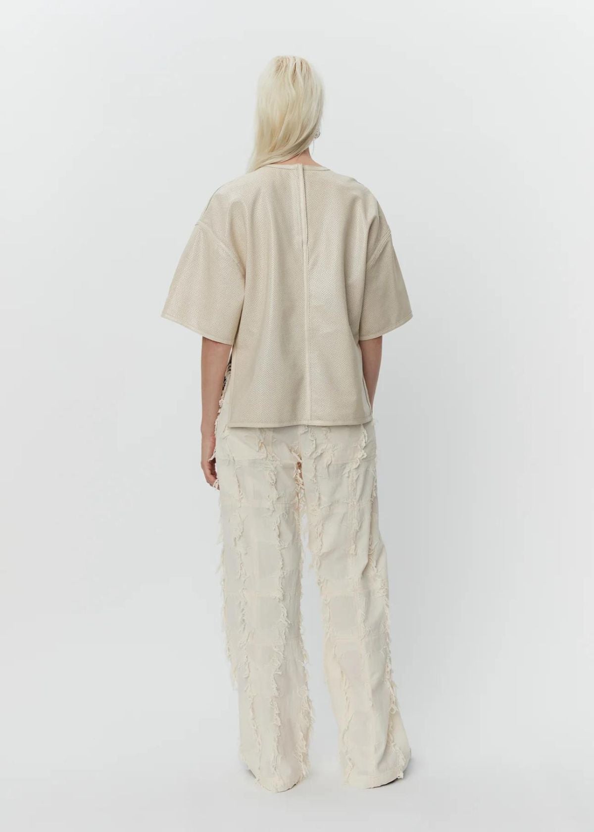 DAY Avril Perforated Leather Top - Cloud Cream
