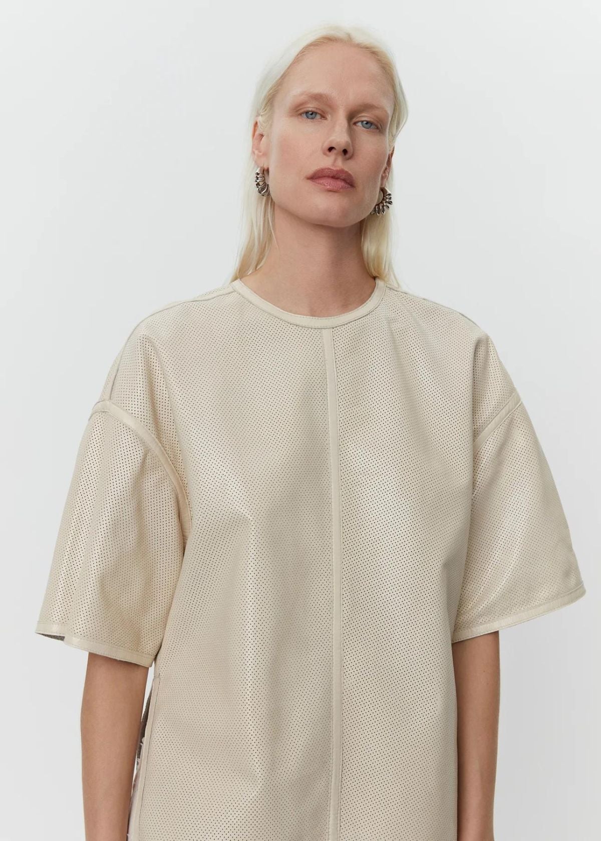 DAY Avril Perforated Leather Top - Cloud Cream