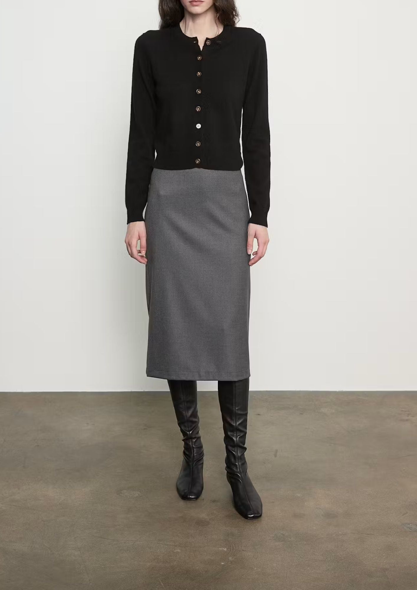 ENZA COSTA Suiting Minimal Skirt - Dark Heather Grey