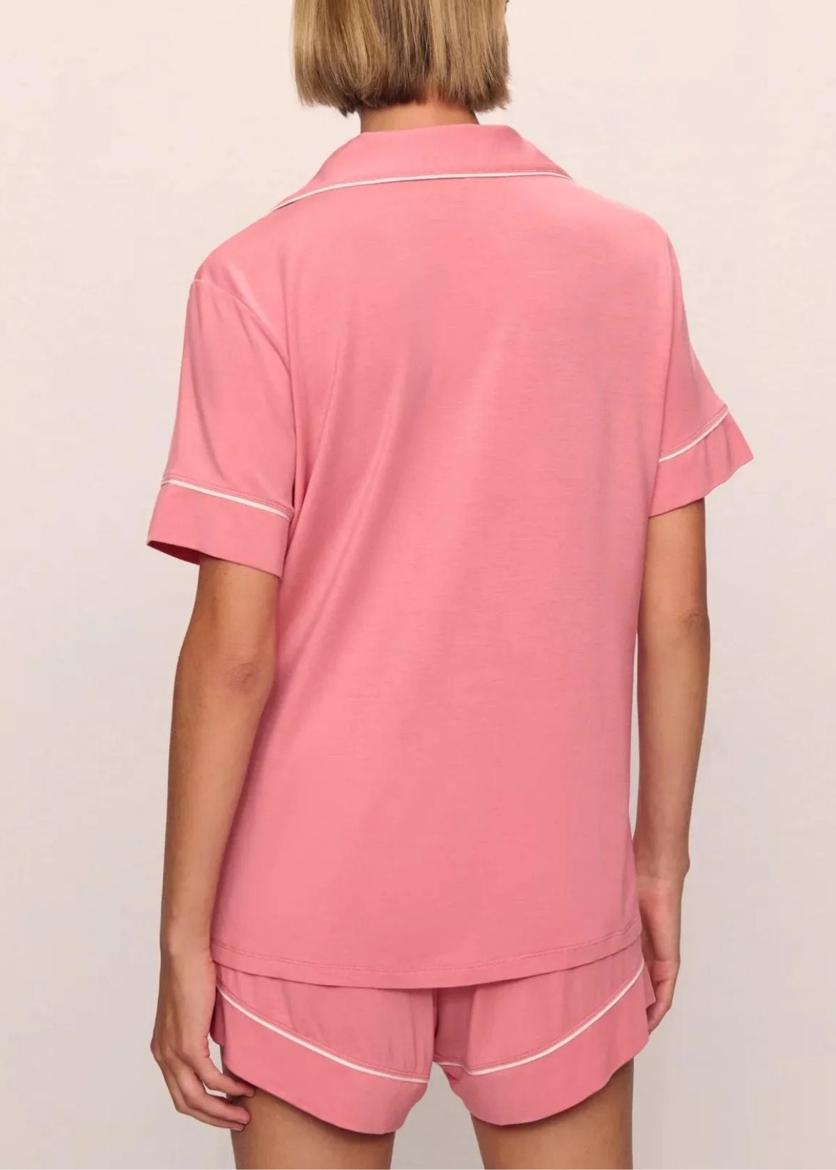 EBERJEY Gisele Relaxed Short Pajama Set - Sunkissed Coral/Ivory