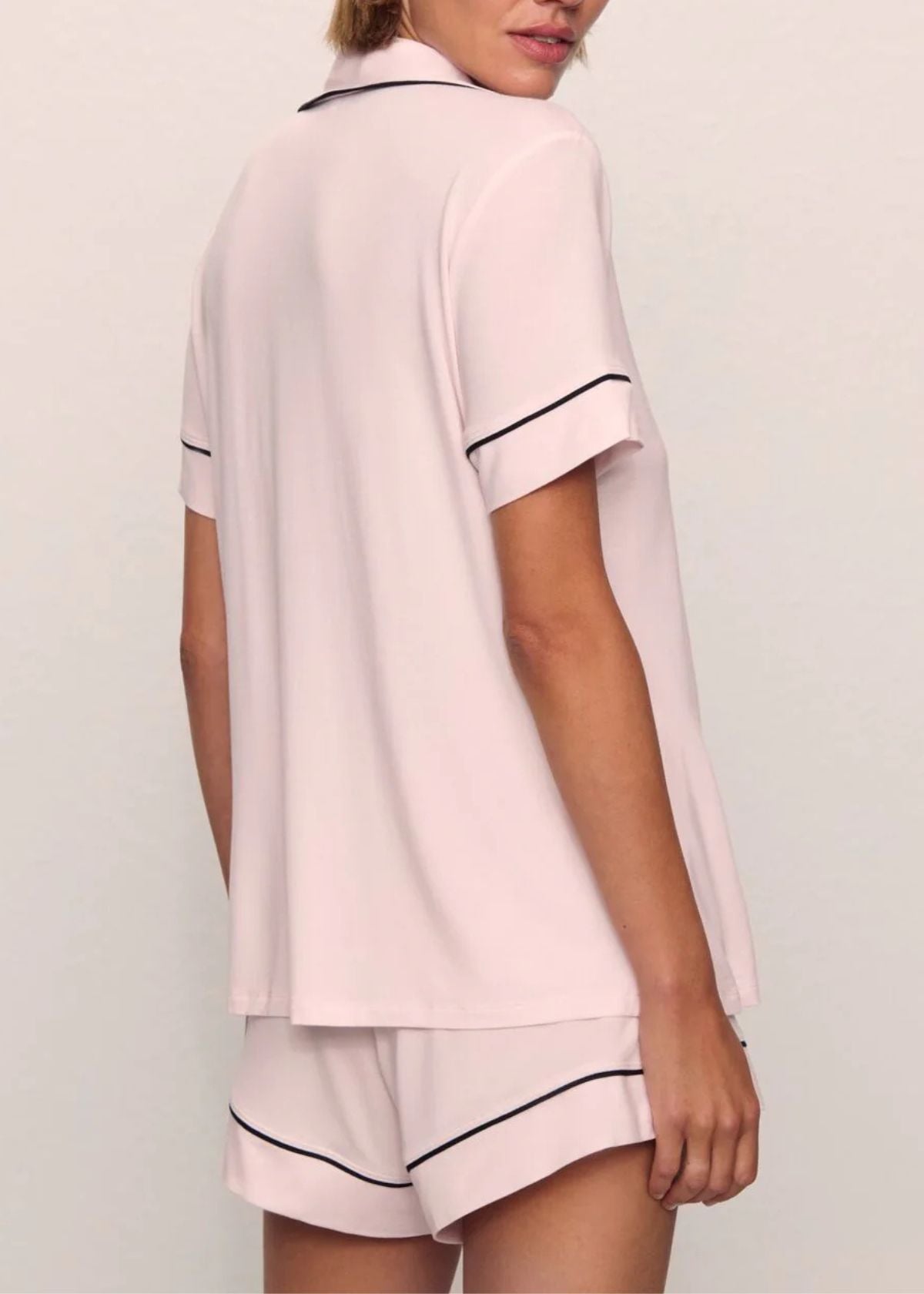 EBERJEY Gisele Relaxed Short Pajama Set - Sorbet Pink/Black