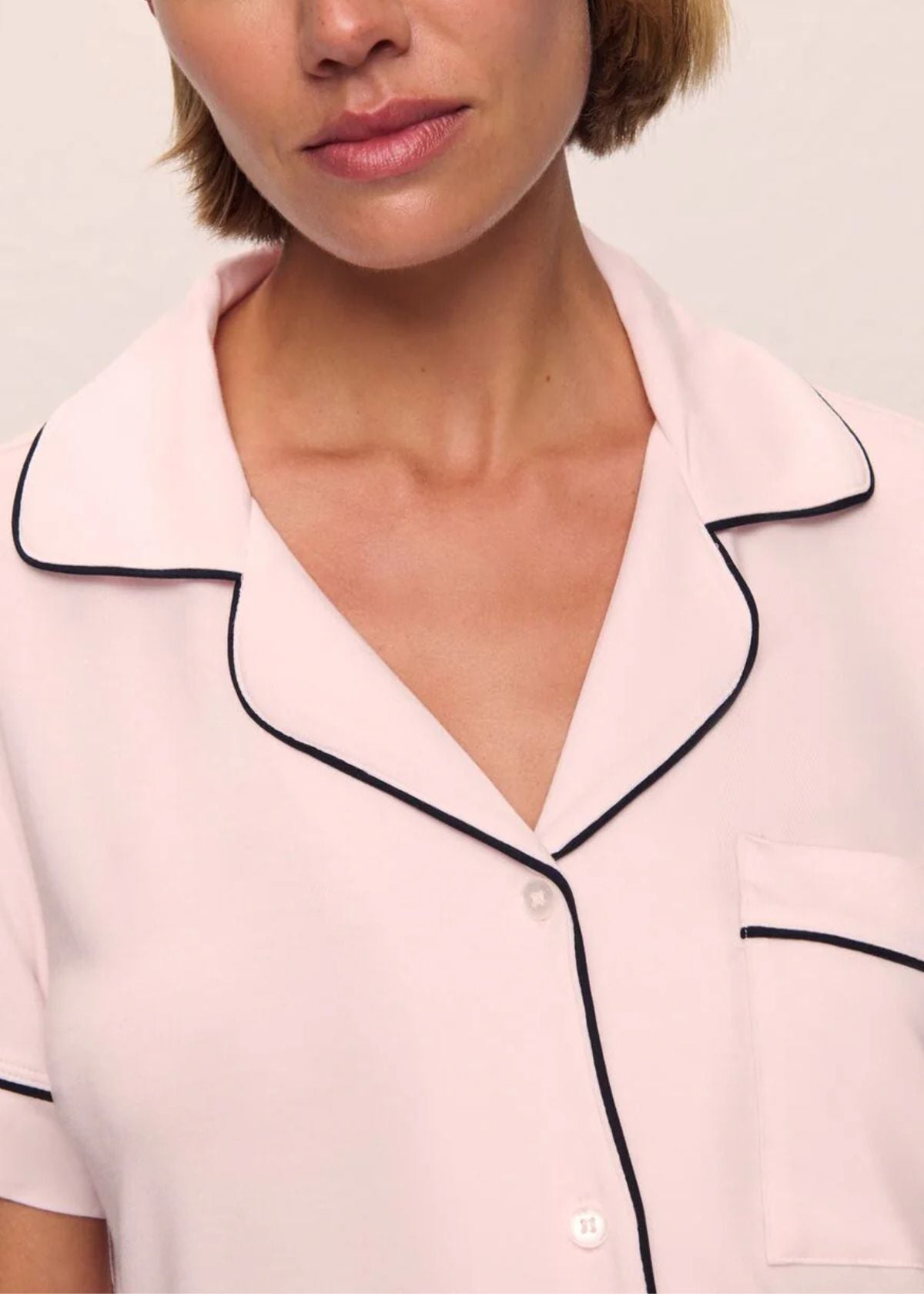 EBERJEY Gisele Relaxed Short Pajama Set - Sorbet Pink/Black