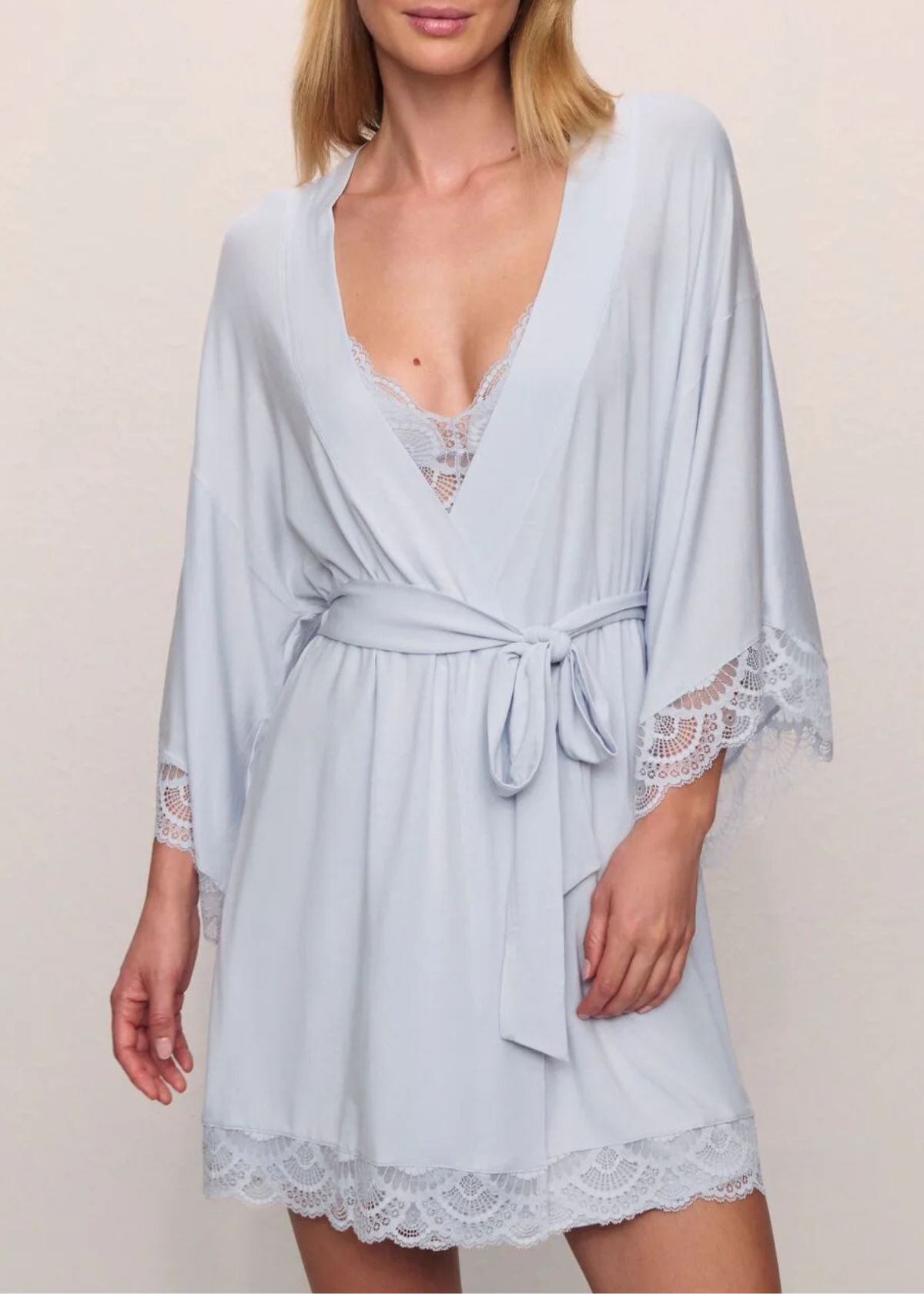 EBERJEY Mariana Short Robe - Ice Blue