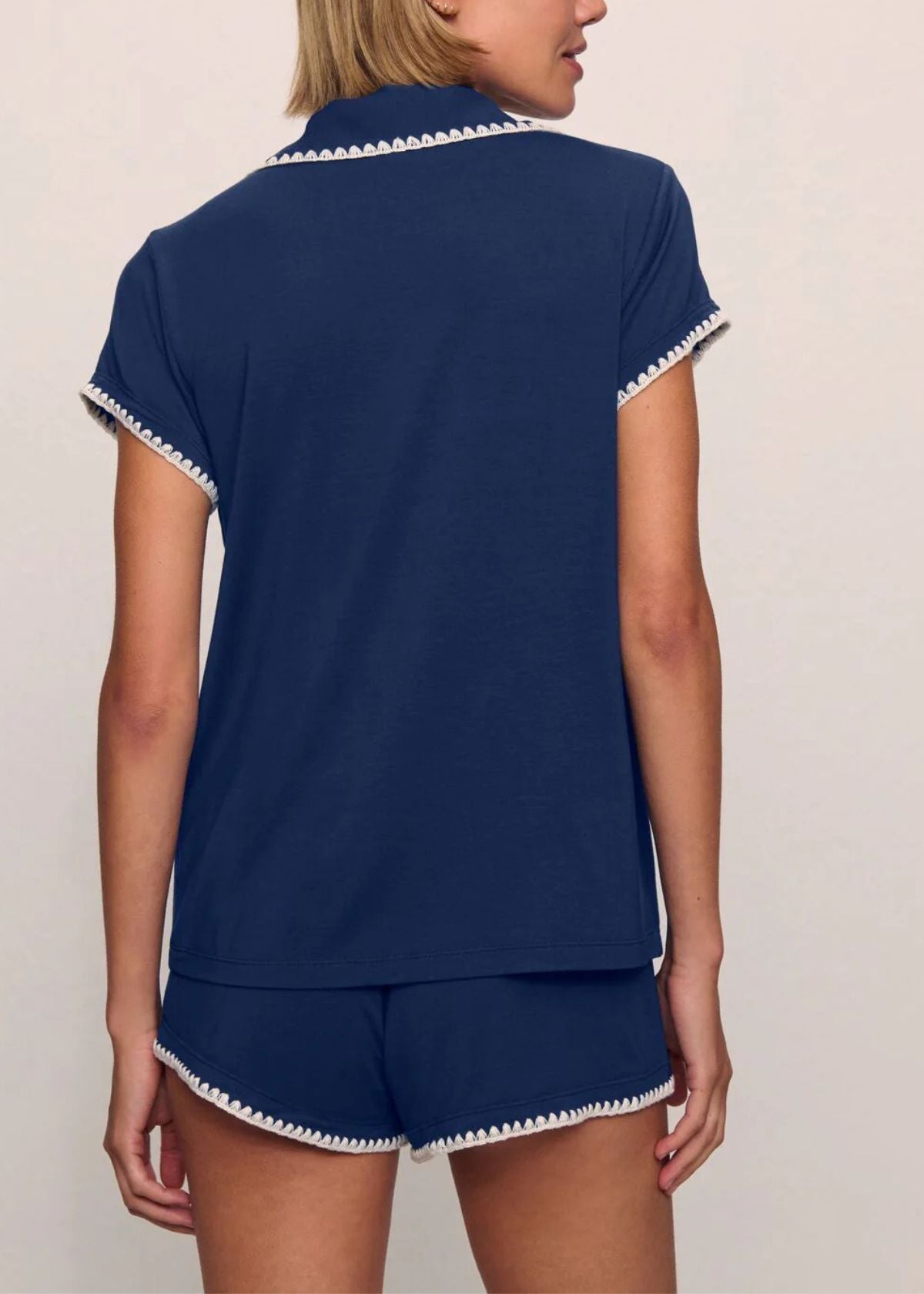 EBERJEY Frida Shortie Pajama Set - Navy/Ivory