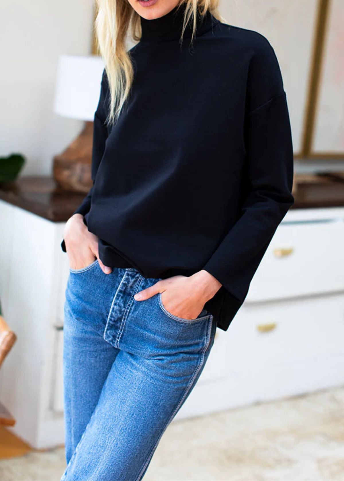 EMERSON FRY Edie Top - Black Ponte