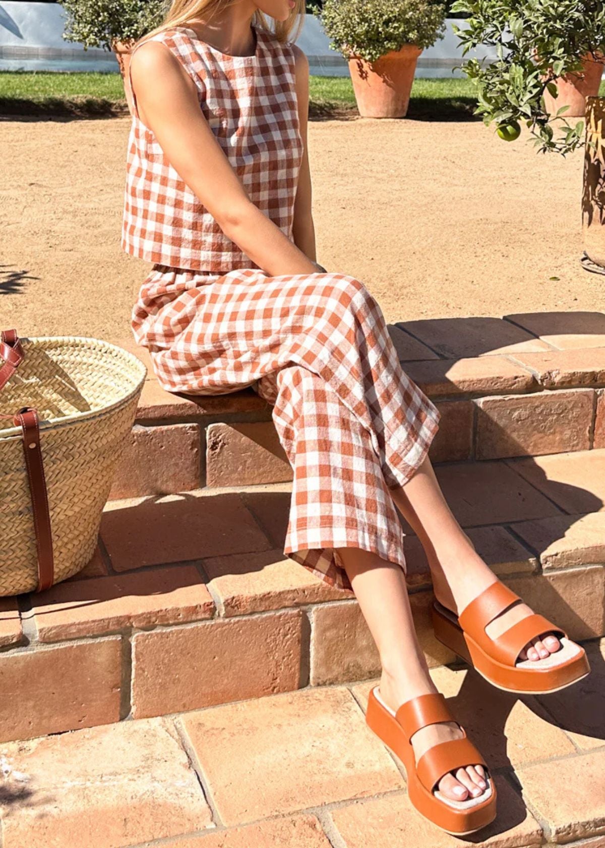 EMERSON FRY Studio Boxy Pant - Handloom Gingham Rust