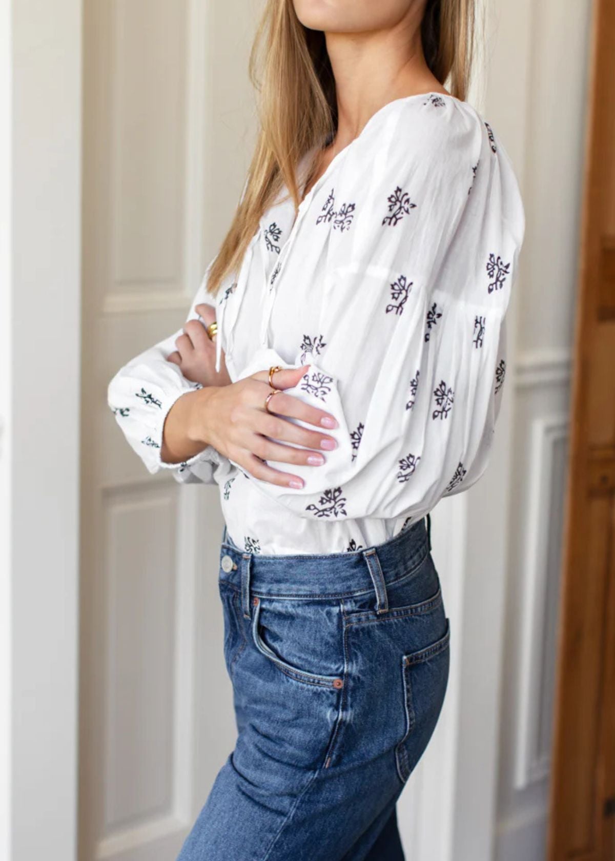 EMERSON FRY Folk Top - Black Spring Organic