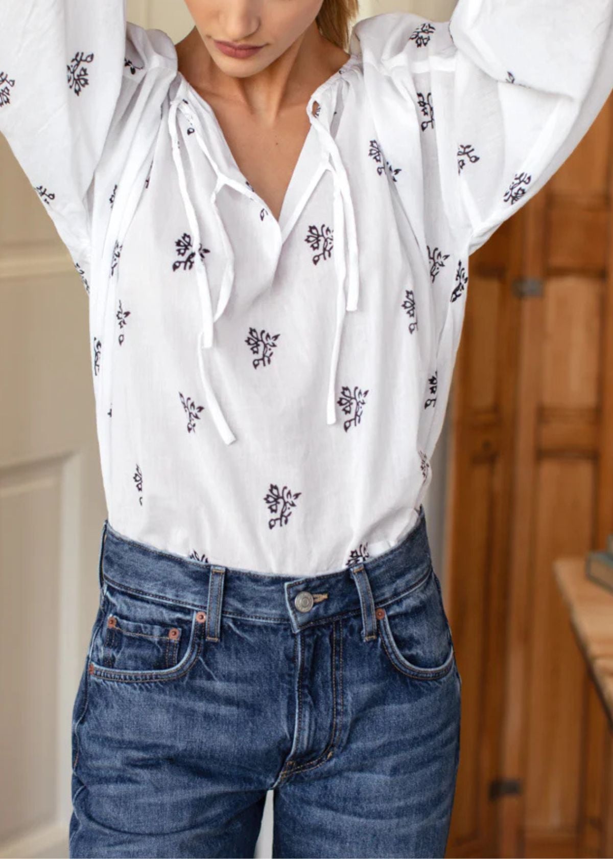 EMERSON FRY Folk Top - Black Spring Organic