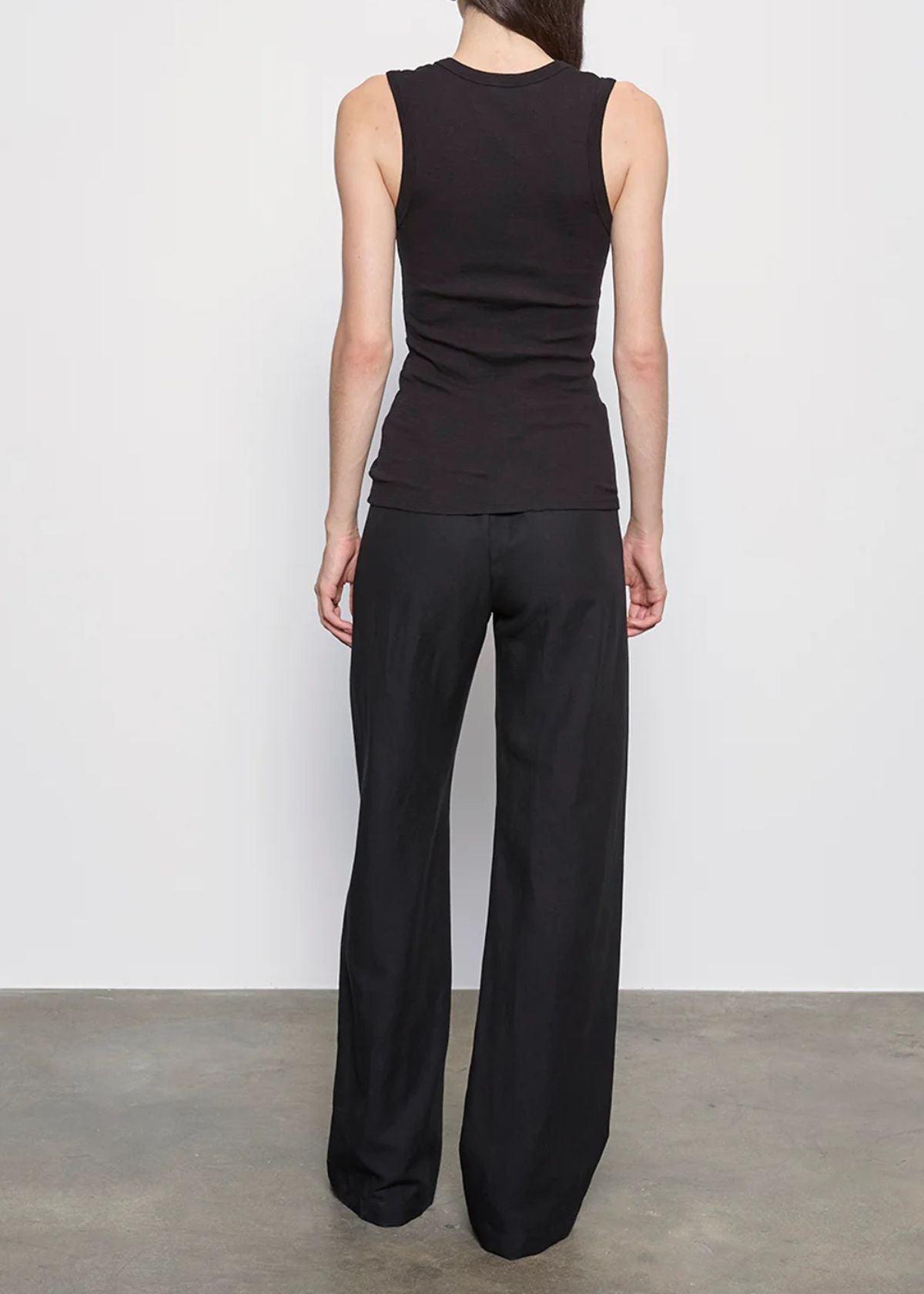 ENZA COSTA Textured Knit U-Neck Tank Top - Black