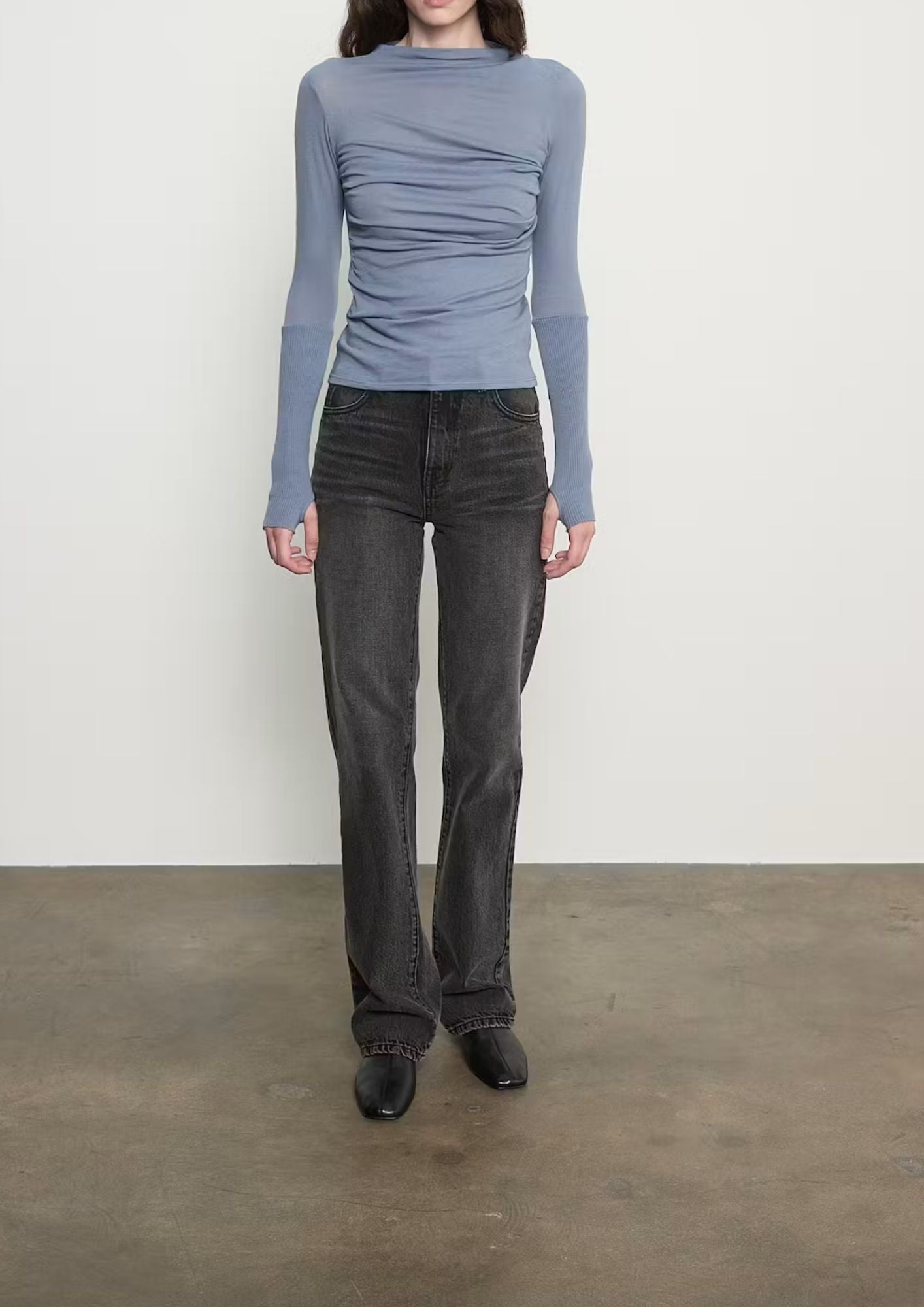ENZA COSTA Cashmere Twist Top - Steel Blue
