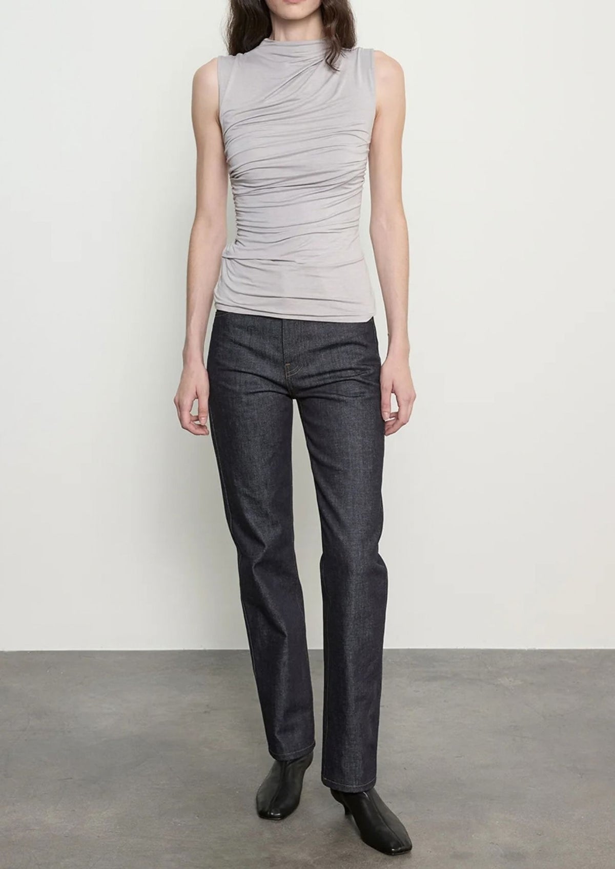 ENZA COSTA Fluid Jersey Sleeveless Twist Top - Light Grey