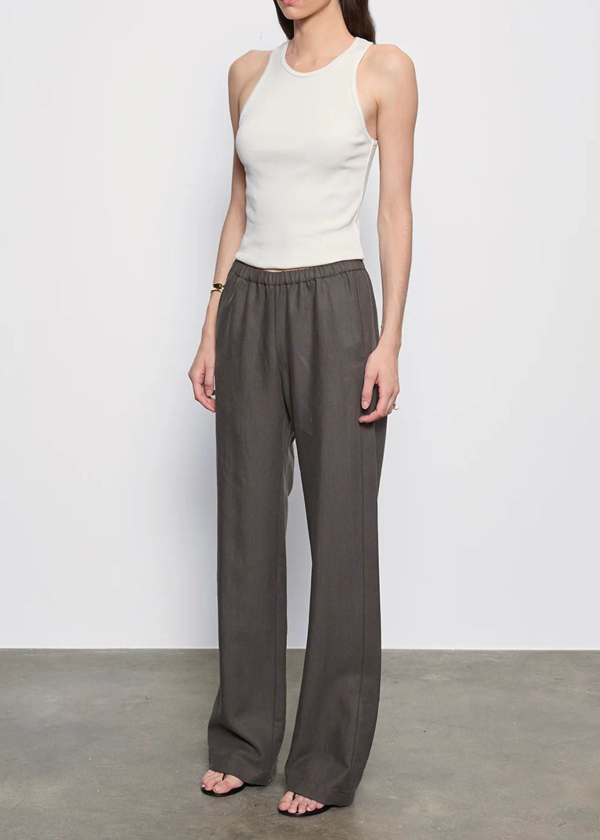 ENZA COSTA Cotton Rib Boy Tank Top - Pearl Grey