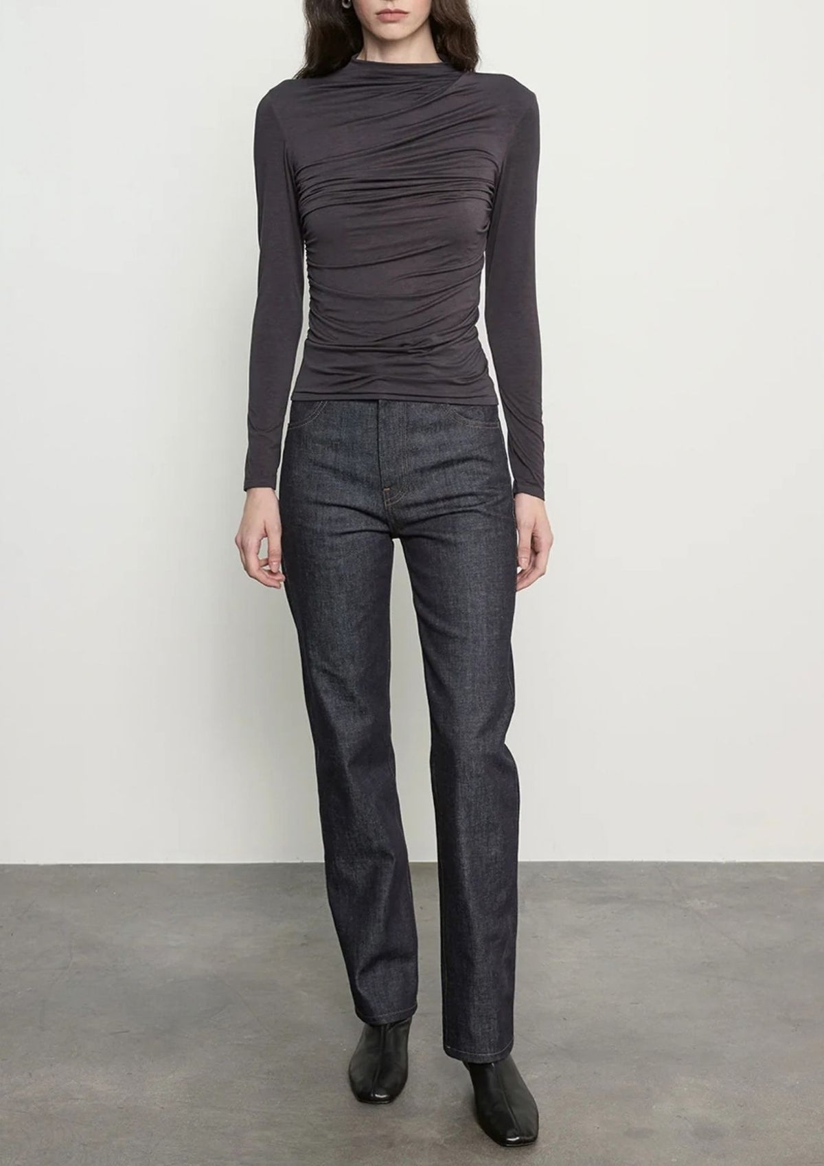 ENZA COSTA Fluid Jersey Twist Top - Phantom