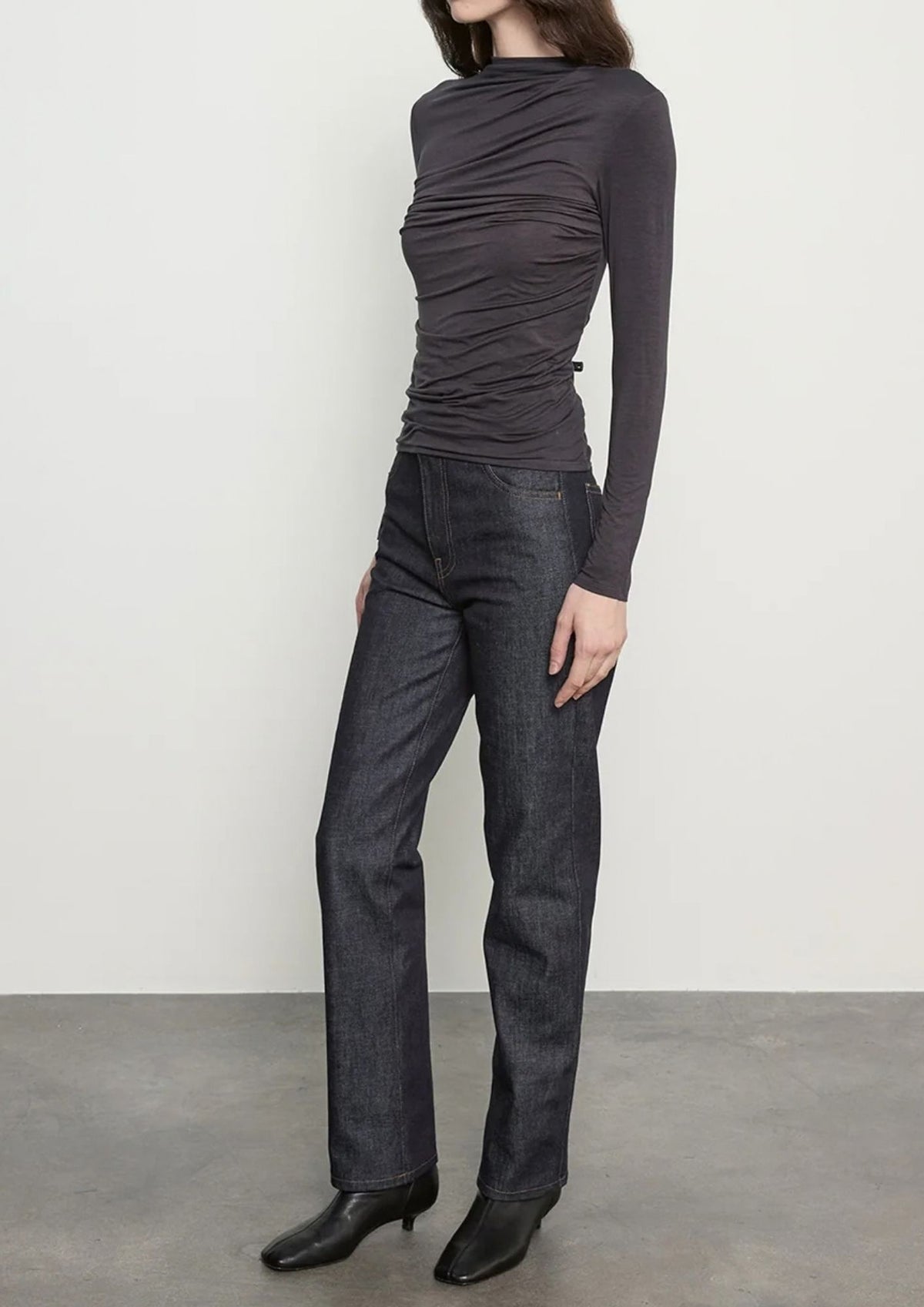 ENZA COSTA Fluid Jersey Twist Top - Phantom
