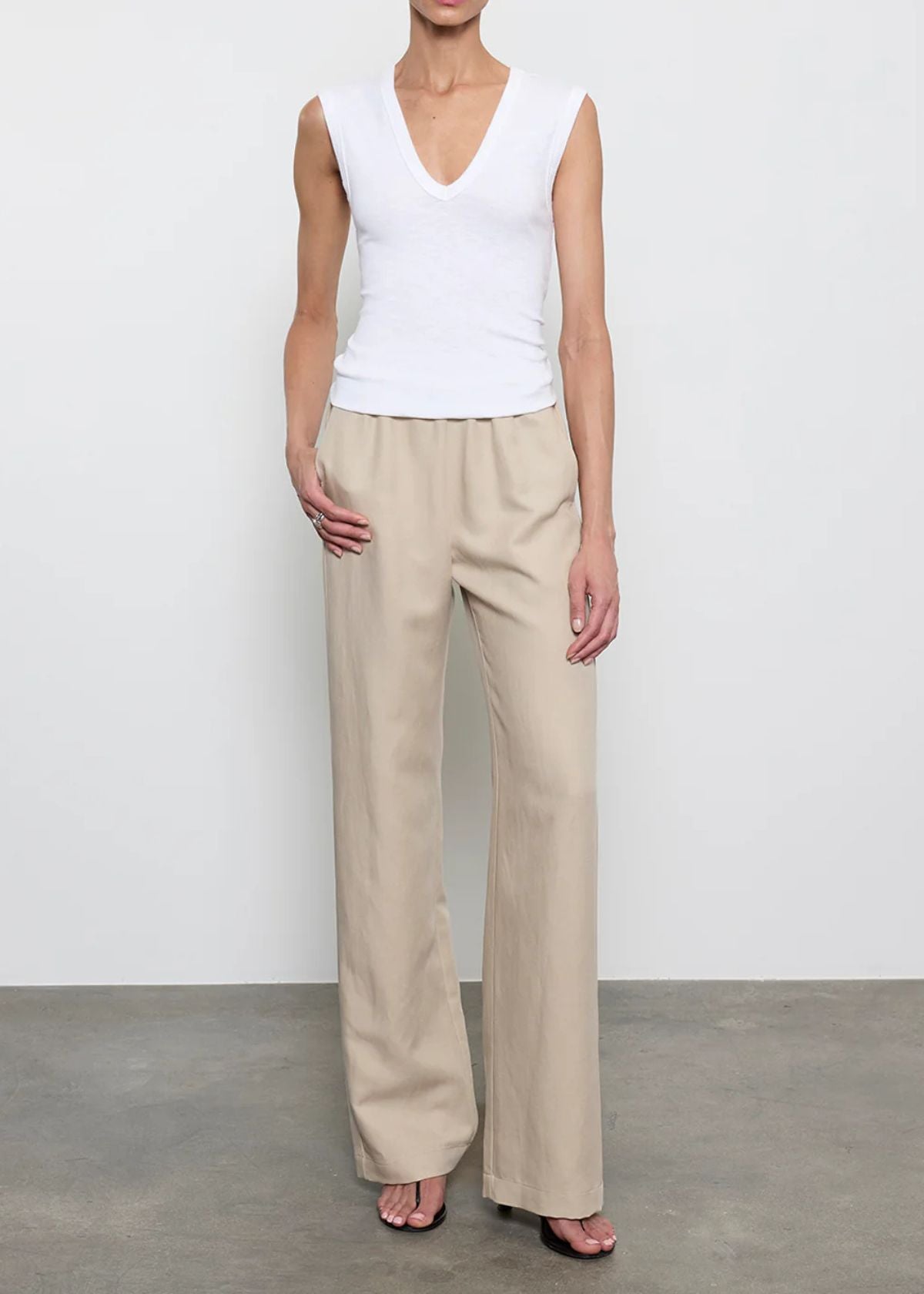 ENZA COSTA Textured Knit Tank Top - White